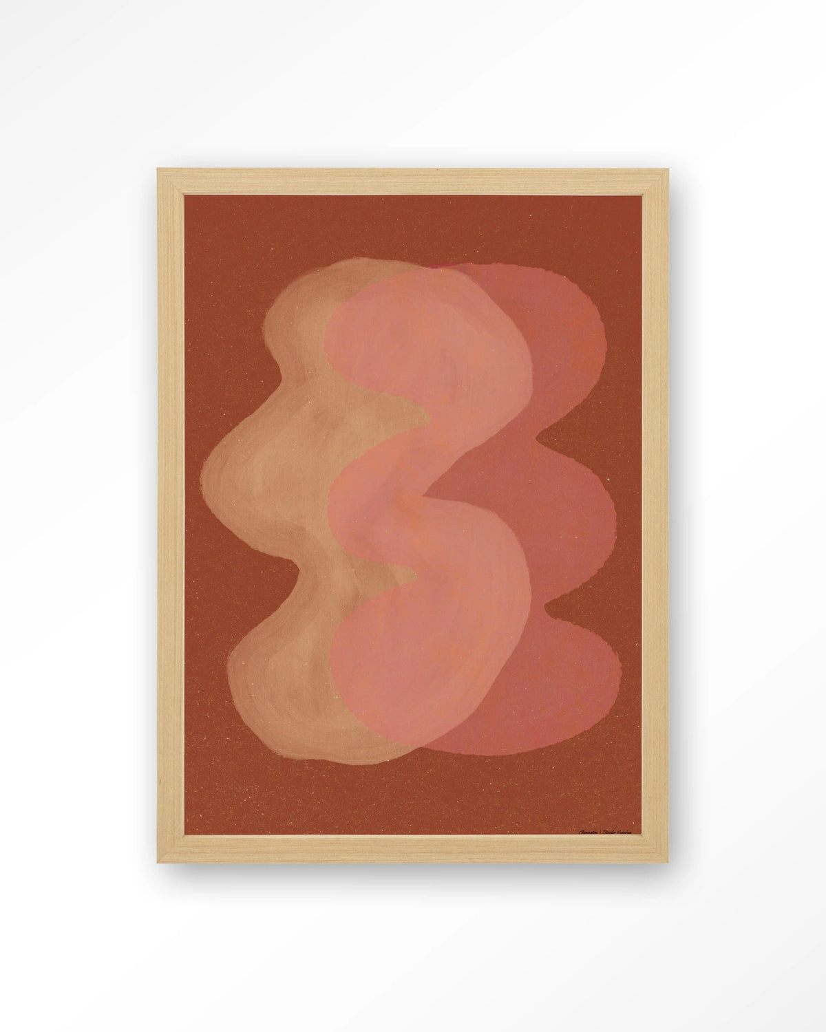 Elementa Rossa 2 – abstract in roze en terracotta – Art print – Hout naturel