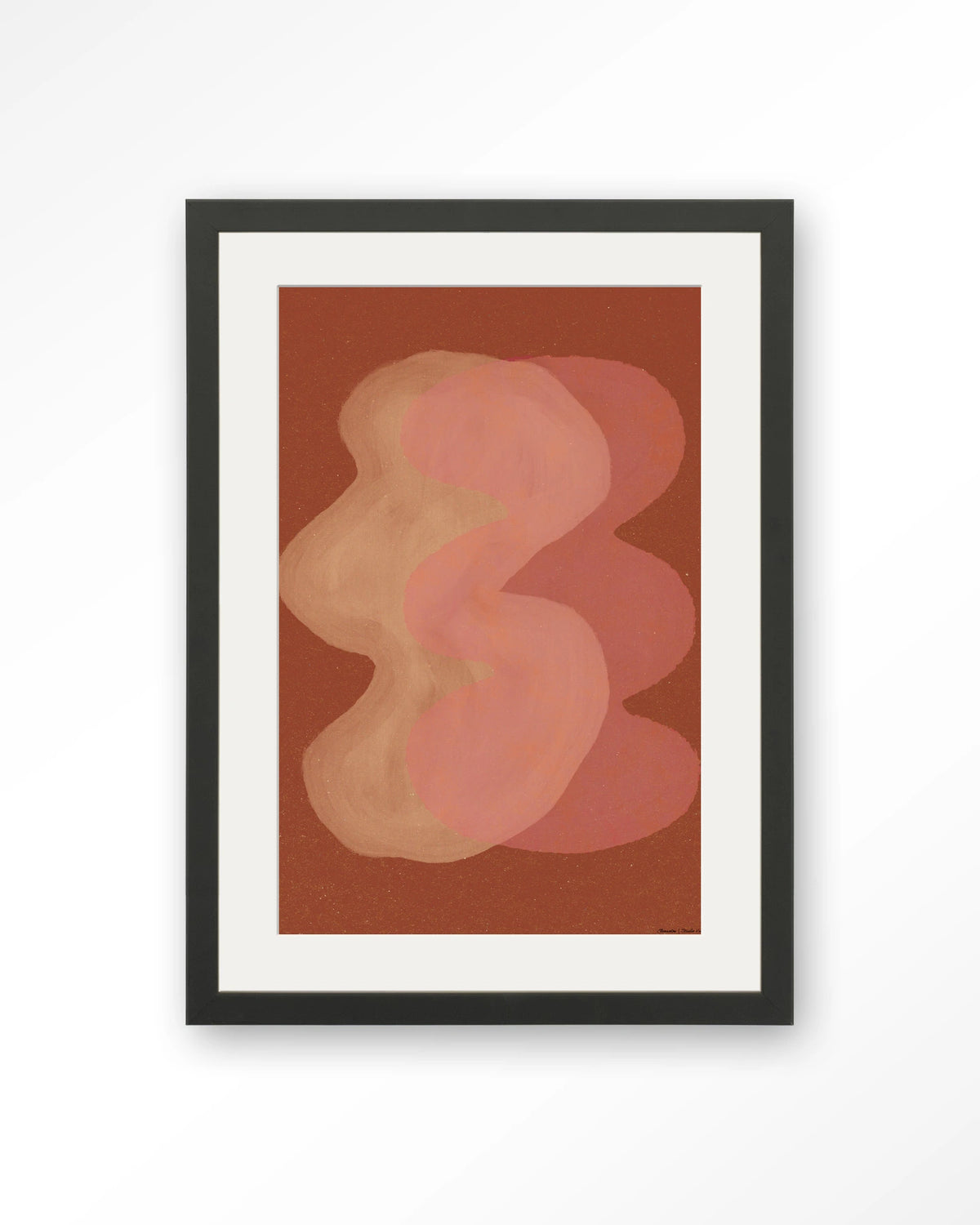 Elementa Rossa 2 – abstract in roze en terracotta – Art print – Hout zwart + passe-partout