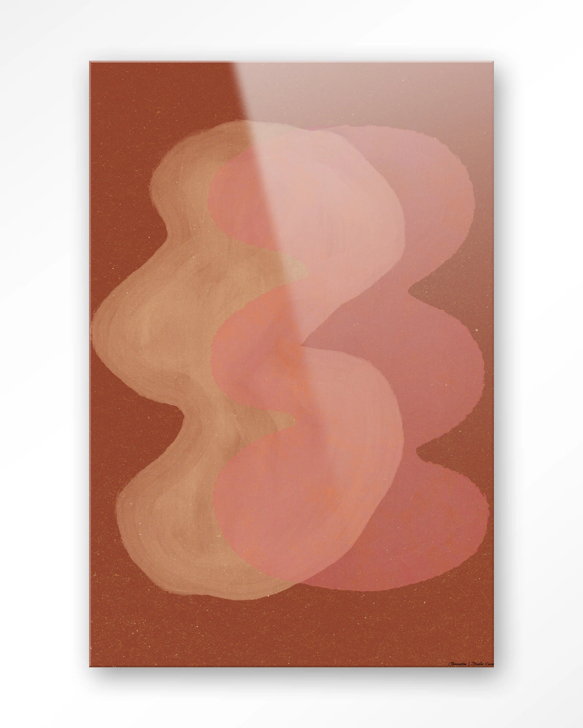Elementa Rossa 2 – abstract in roze en terracotta – Glas – Blinde montage