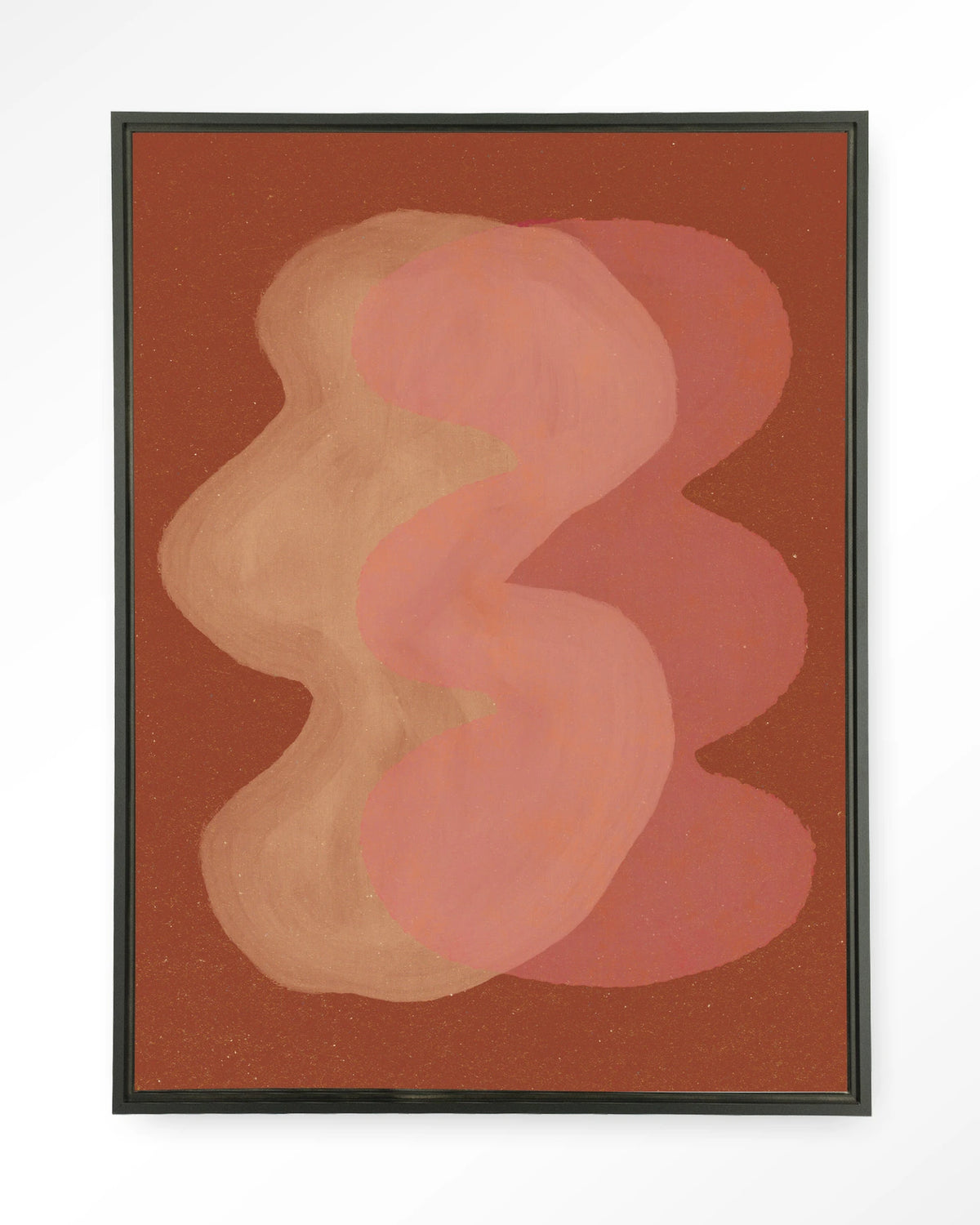 Elementa Rossa 2 – abstract in roze en terracotta – Wandkleed – Floating frame – zwart