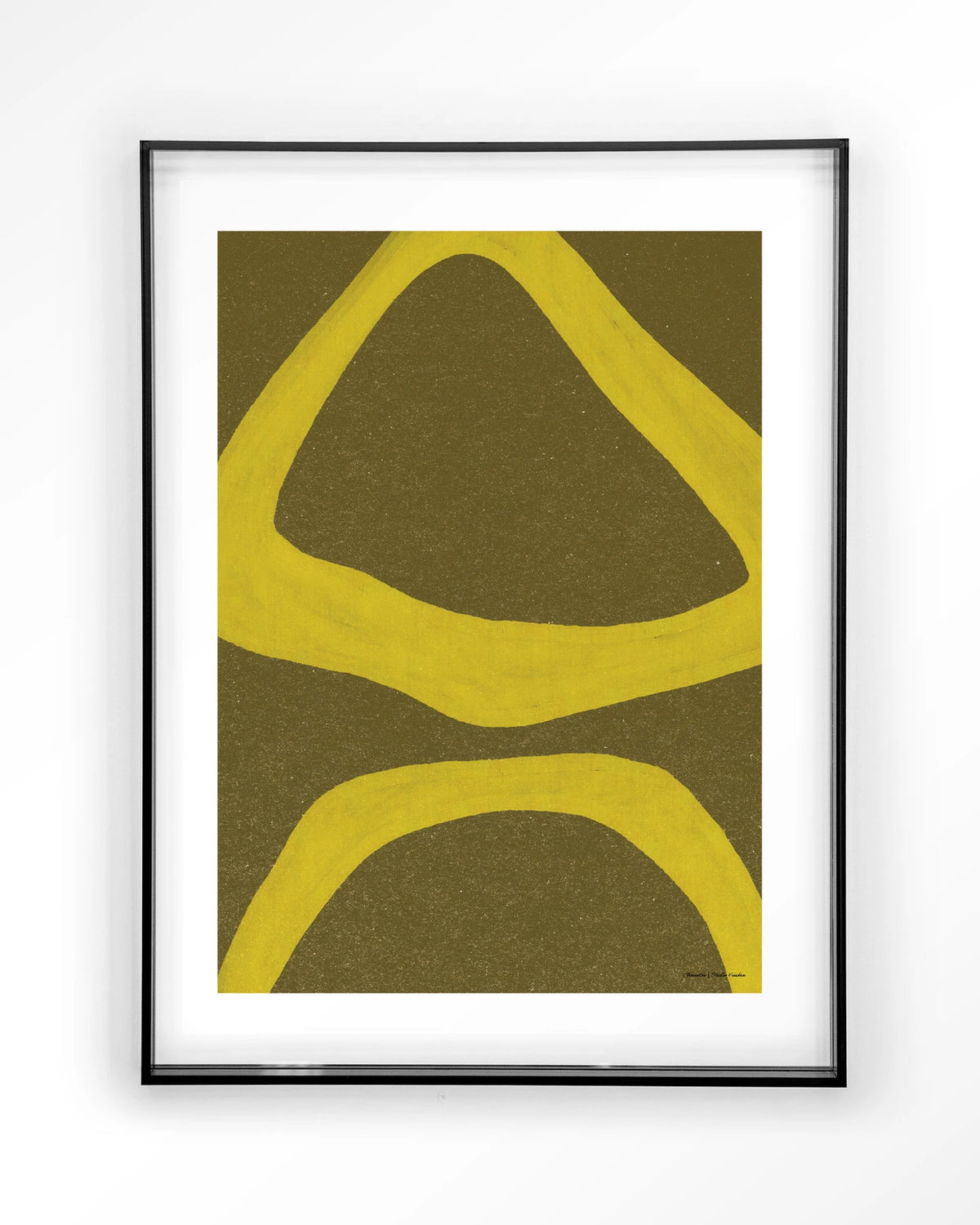 Elementa Verde 1 – abstract in geel en groen – Art print – Acryl zwart