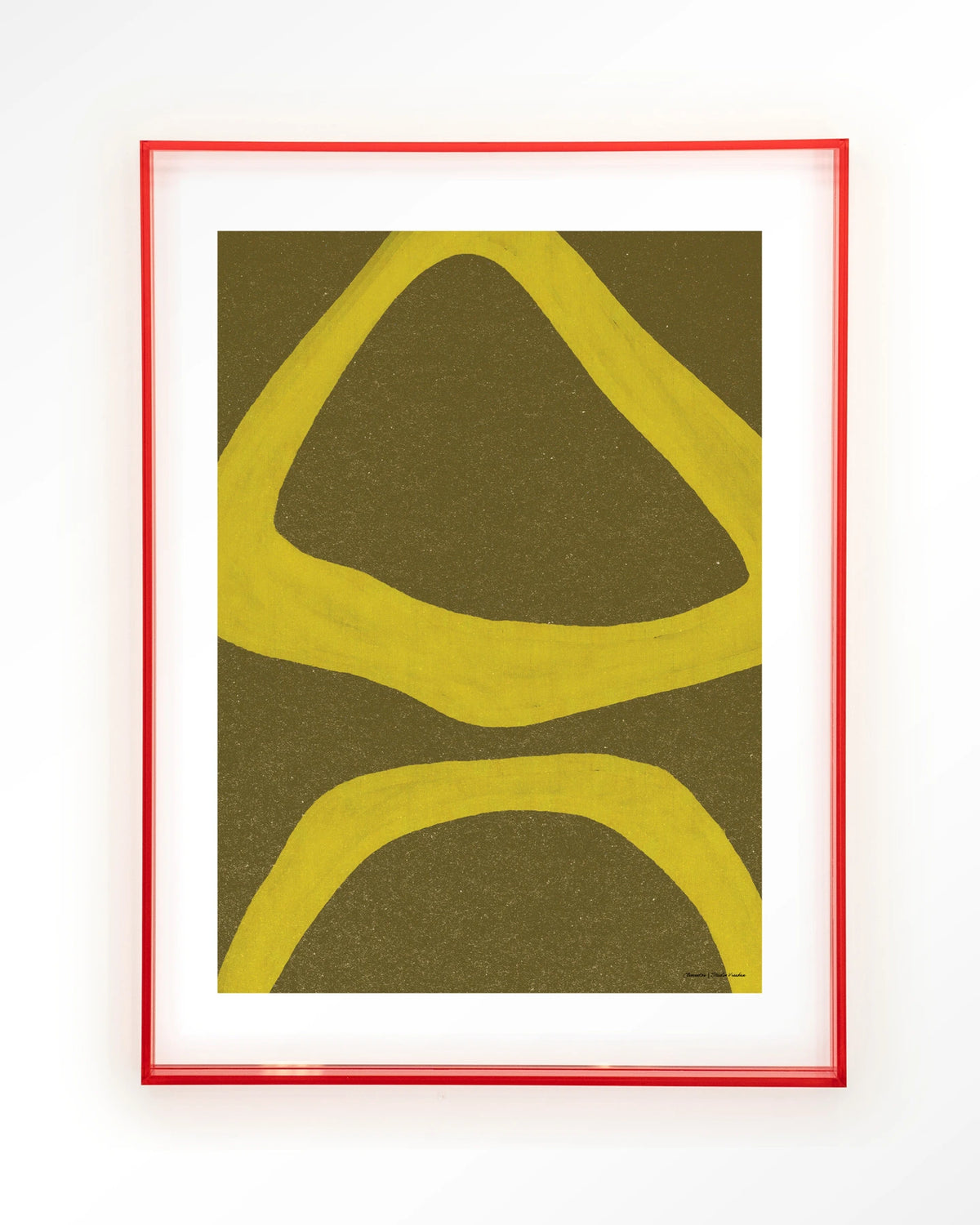 Elementa Verde 1 – abstract in geel en groen – Art print – Acryl roze