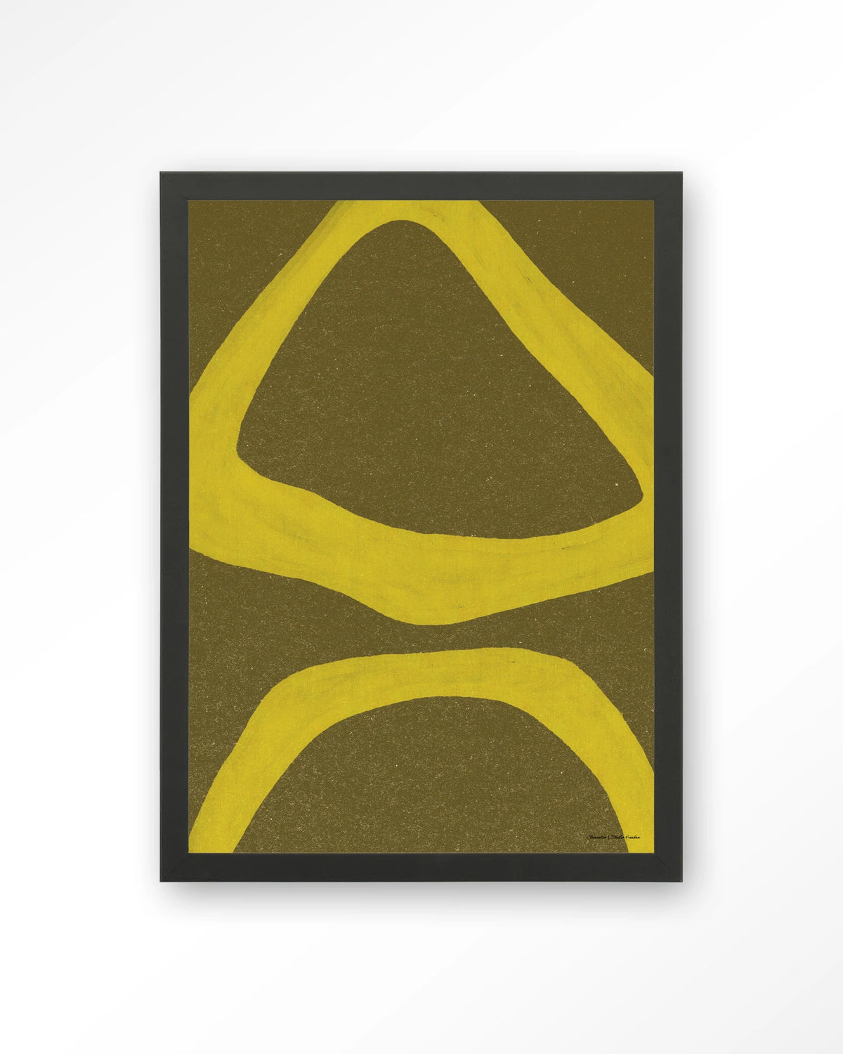Elementa Verde 1 – abstract in geel en groen – Art print – Hout zwart