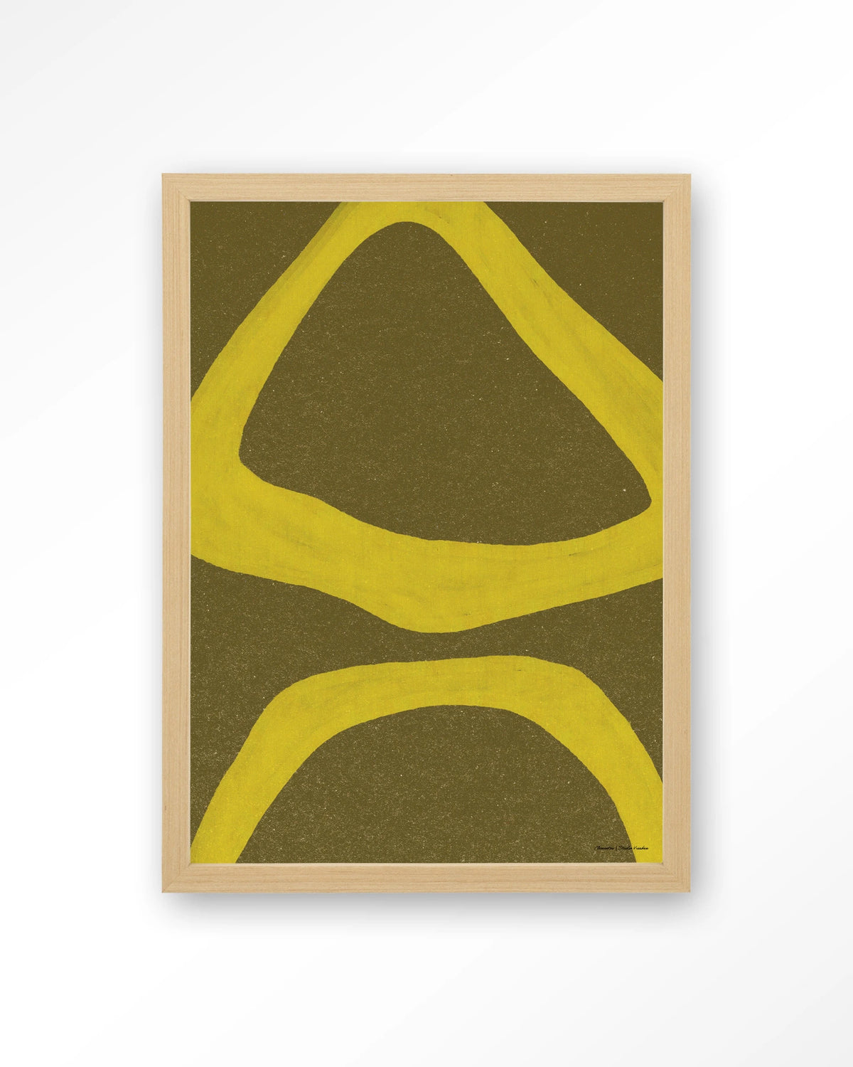 Elementa Verde 1 – abstract in geel en groen – Art print – Hout naturel