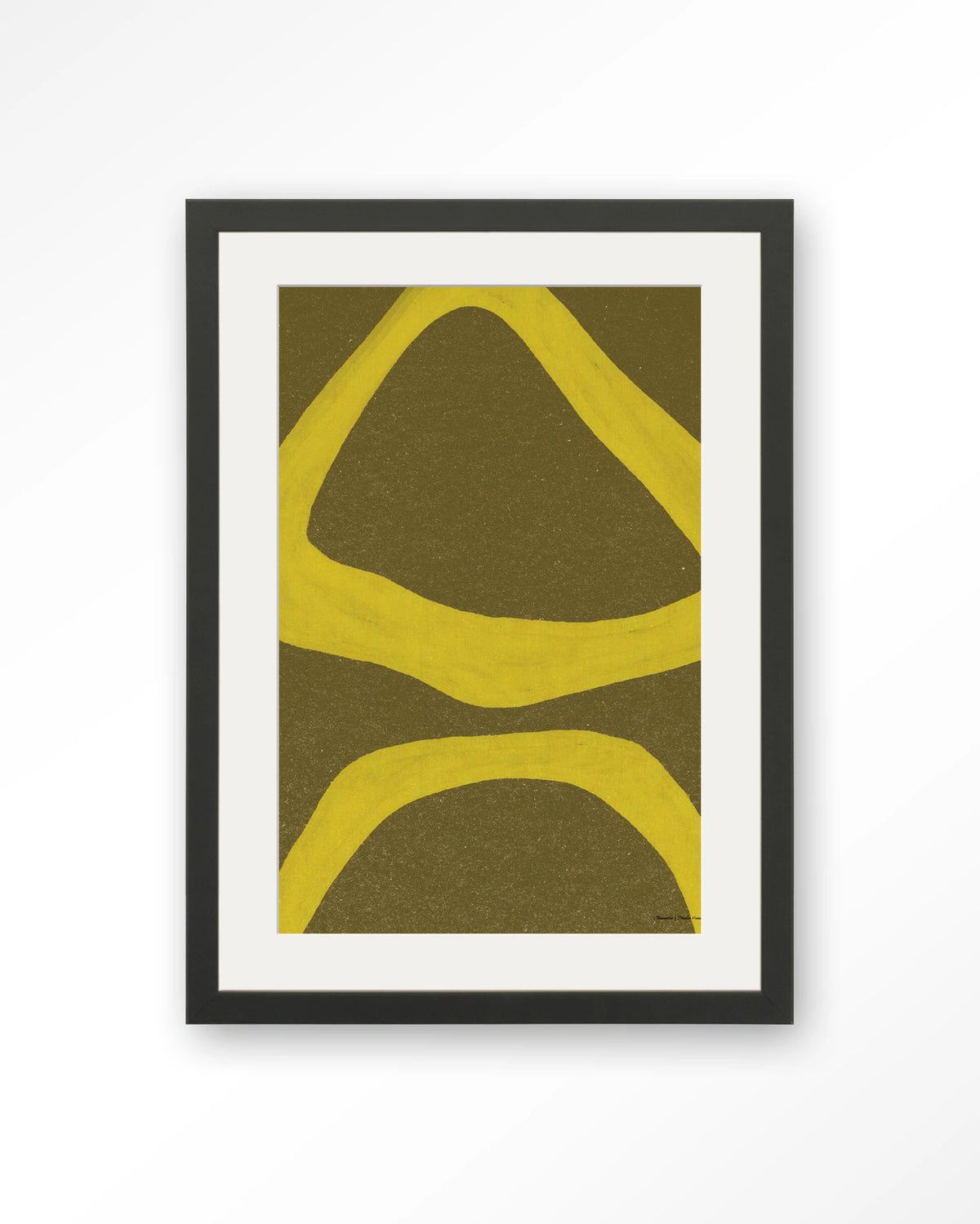 Elementa Verde 1 – abstract in geel en groen – Art print – Hout zwart + passe-partout