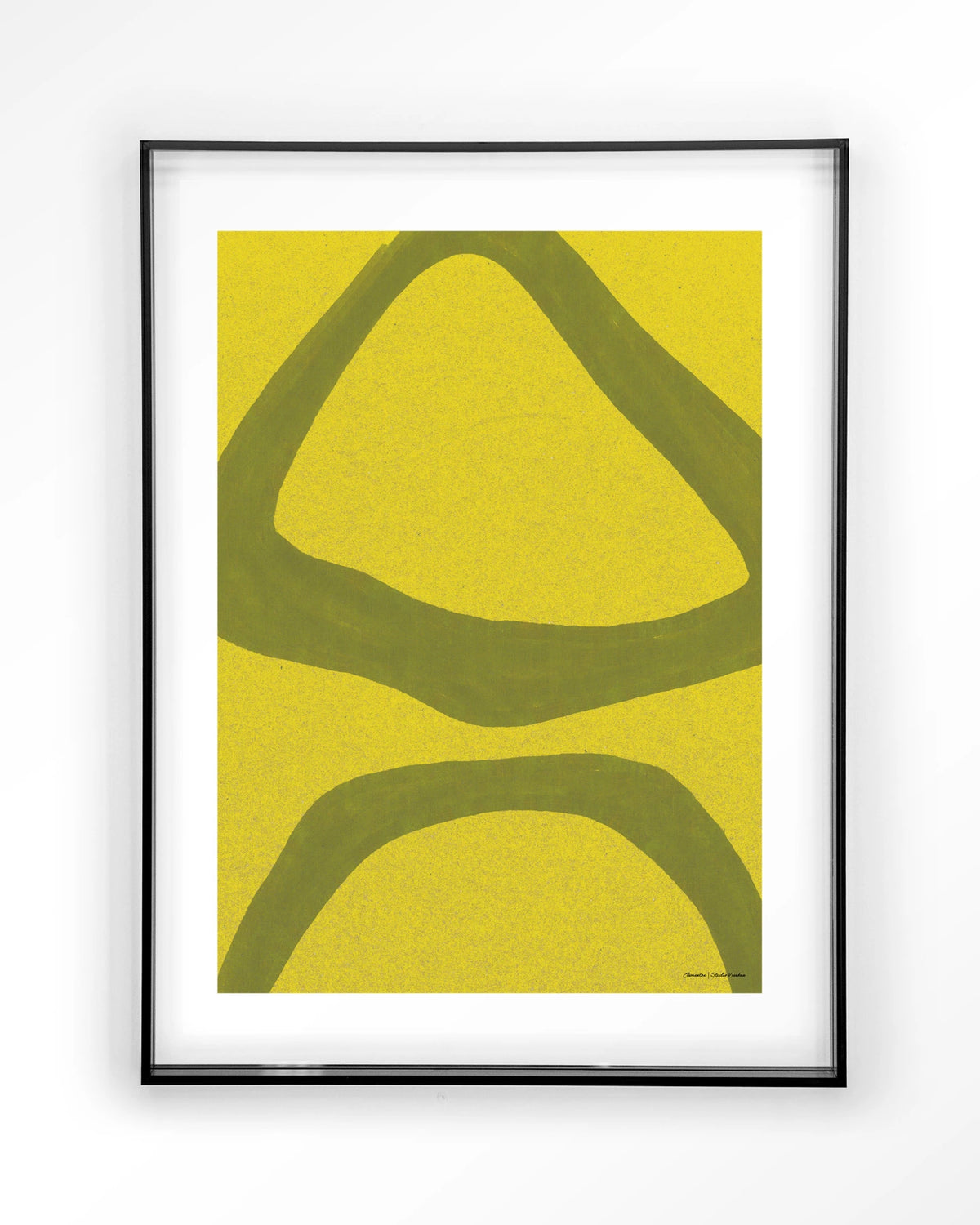 Elementa Verde 2 – abstract in geel en groen – Art print – Acryl zwart