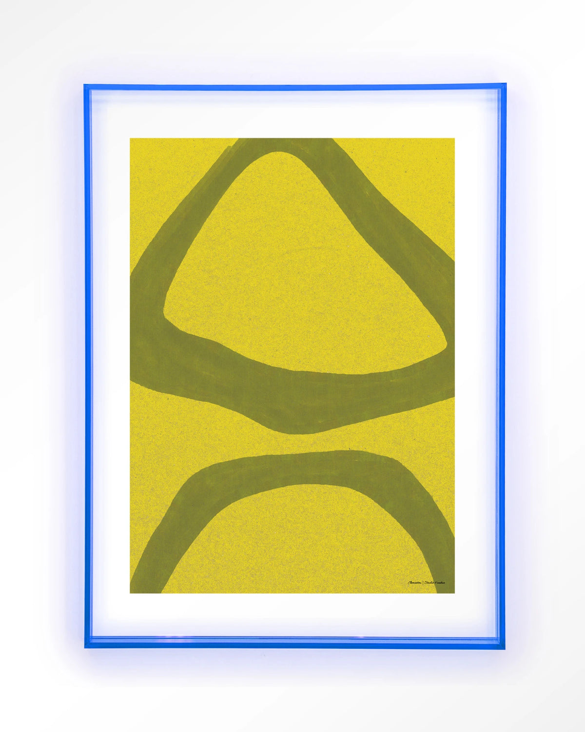 Elementa Verde 2 – abstract in geel en groen – Art print – Acryl lichtblauw