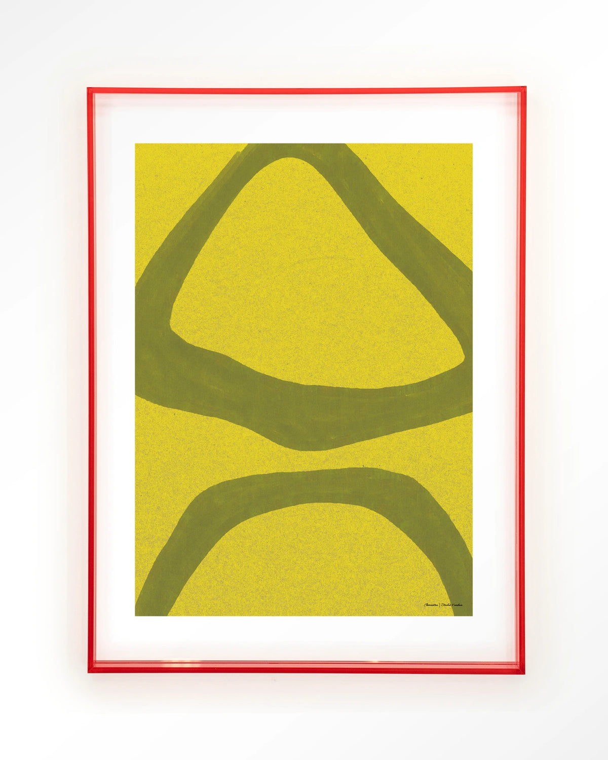 Elementa Verde 2 – abstract in geel en groen – Art print – Acryl roze