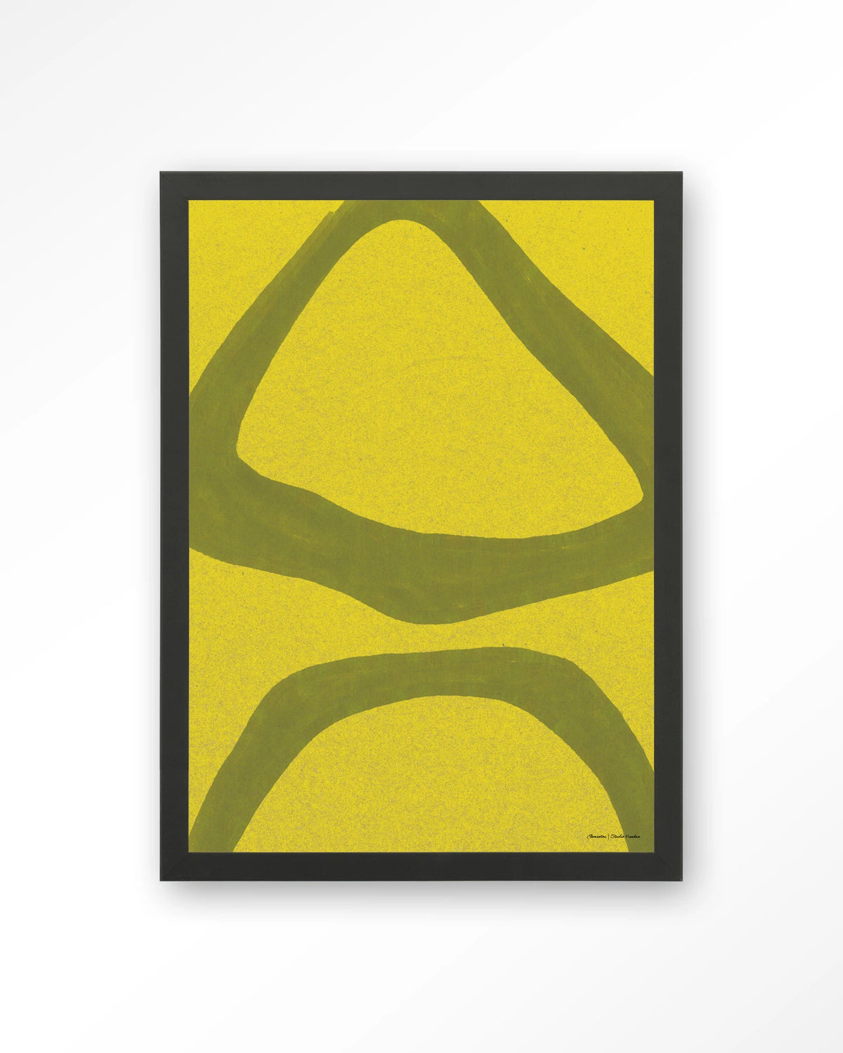 Elementa Verde 2 – abstract in geel en groen – Art print – Hout zwart