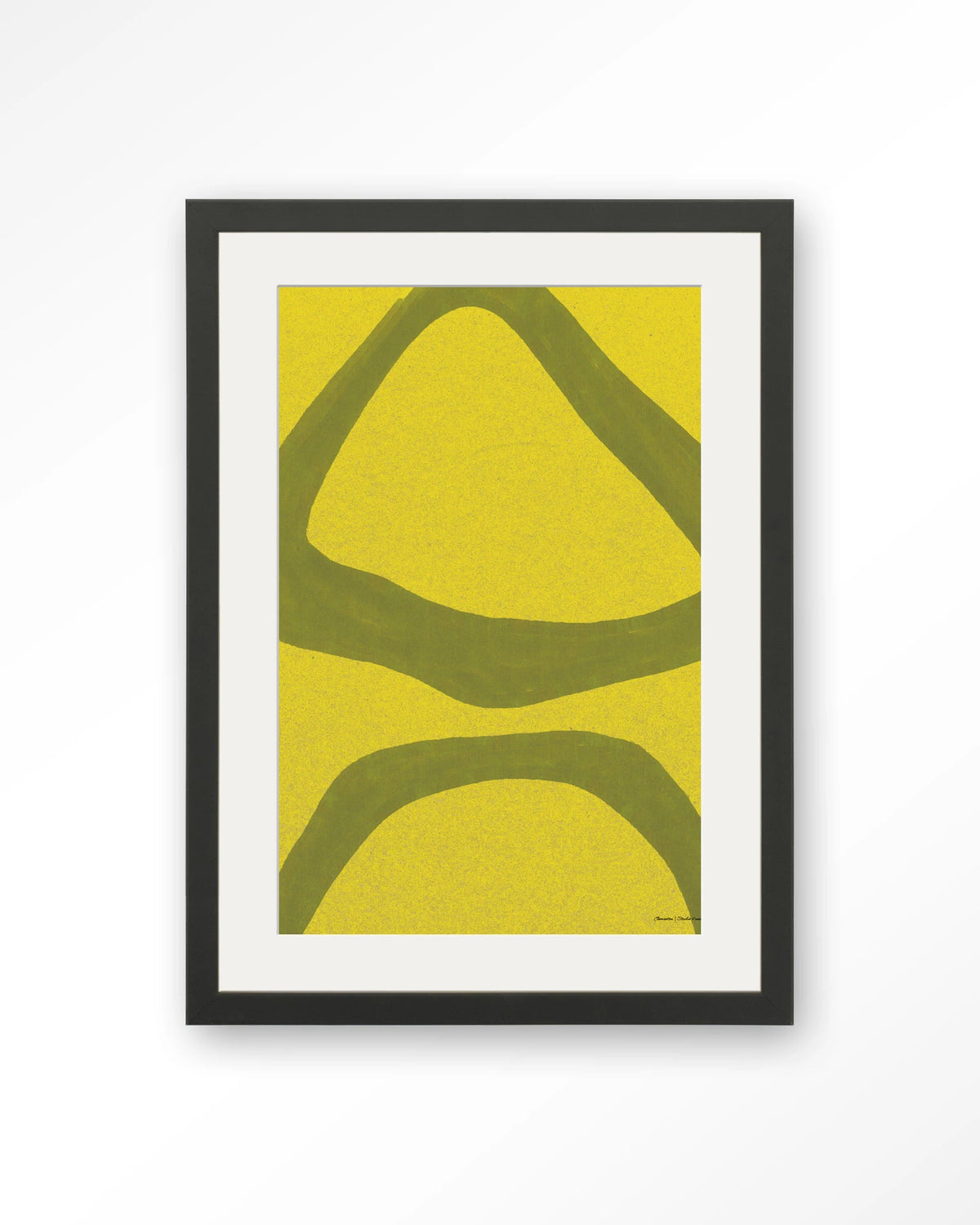 Elementa Verde 2 – abstract in geel en groen – Art print – Hout zwart + passe-partout