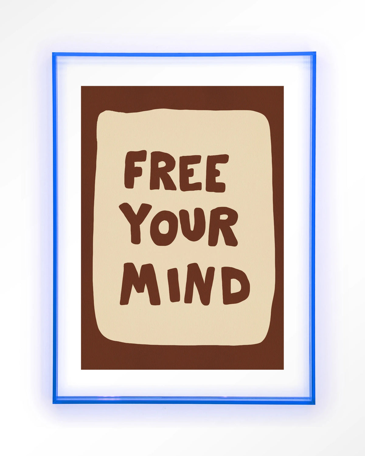 Free Your Mind – tekst Free Your Mind – Art print – Acryl lichtblauw