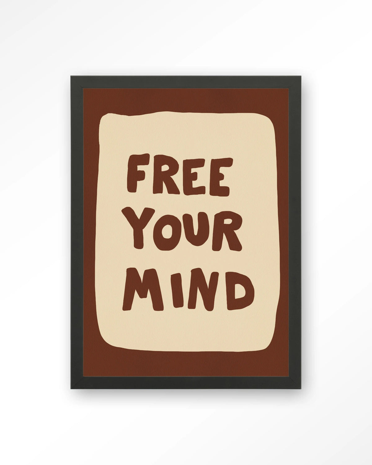 Free Your Mind – tekst Free Your Mind – Art print – Hout zwart