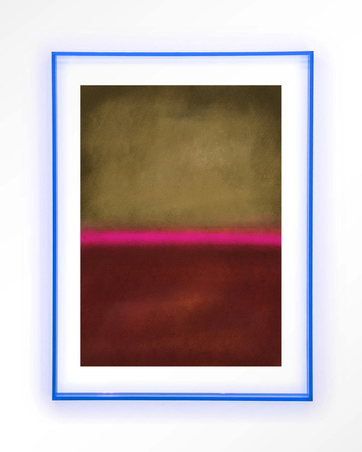 Paradox – abstract in goud, roze en rood – Art print – Acryl lichtblauw