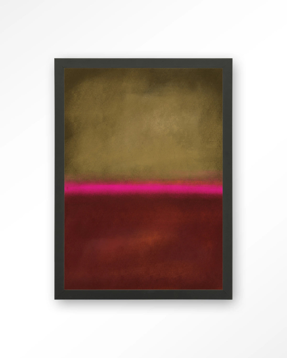 Paradox – abstract in goud, roze en rood – Art print – Hout zwart