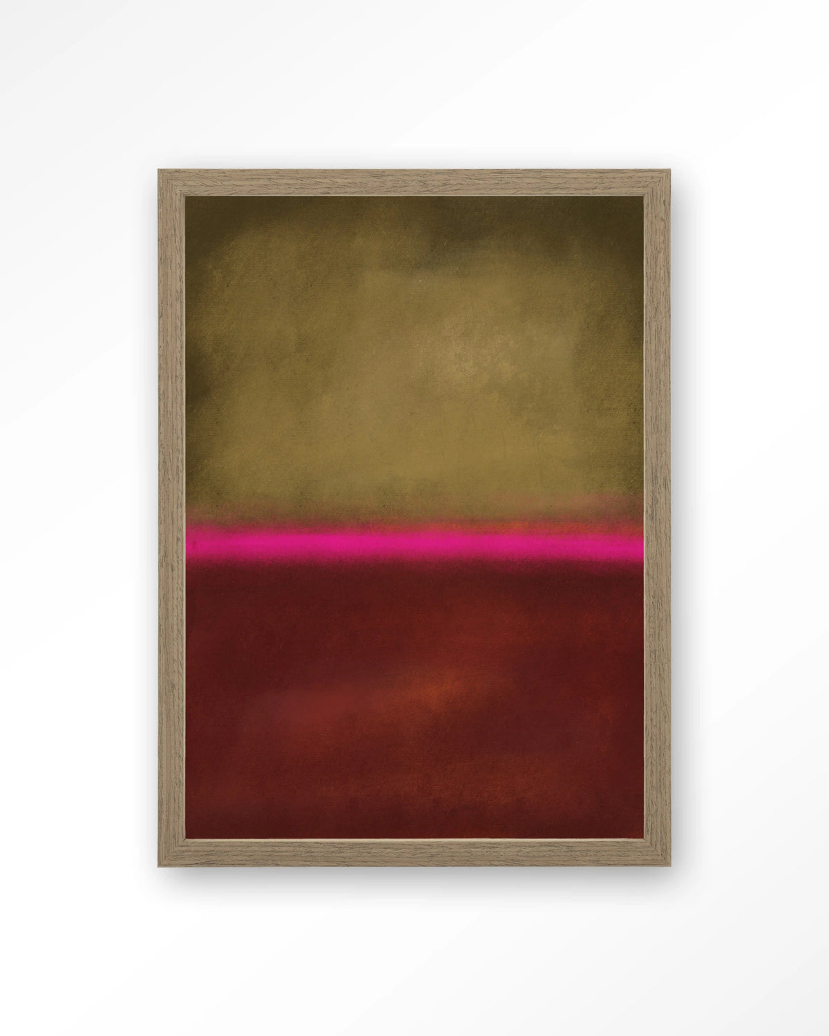Paradox – abstract in goud, roze en rood – Art print – Hout bruin