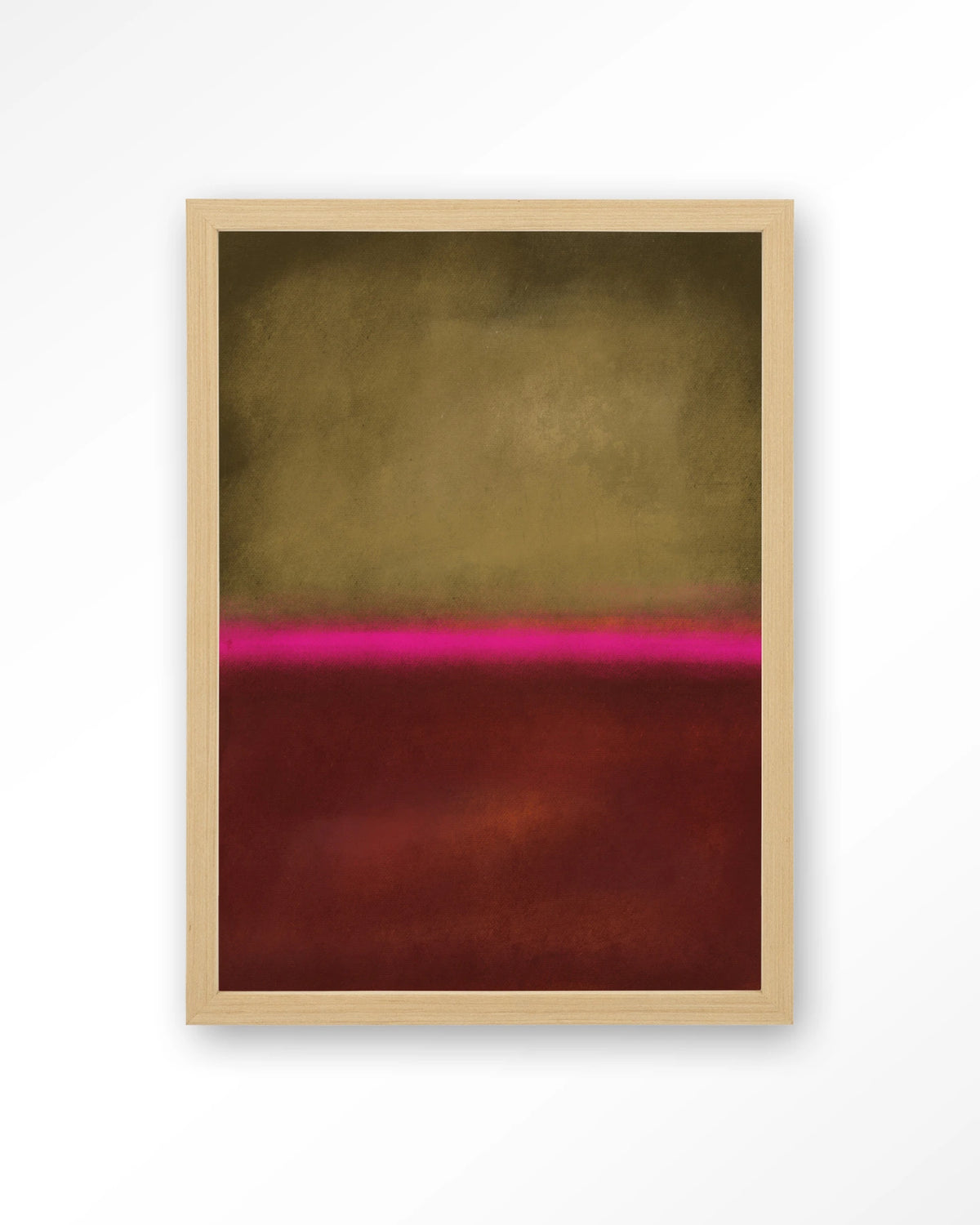 Paradox – abstract in goud, roze en rood – Art print – Hout naturel