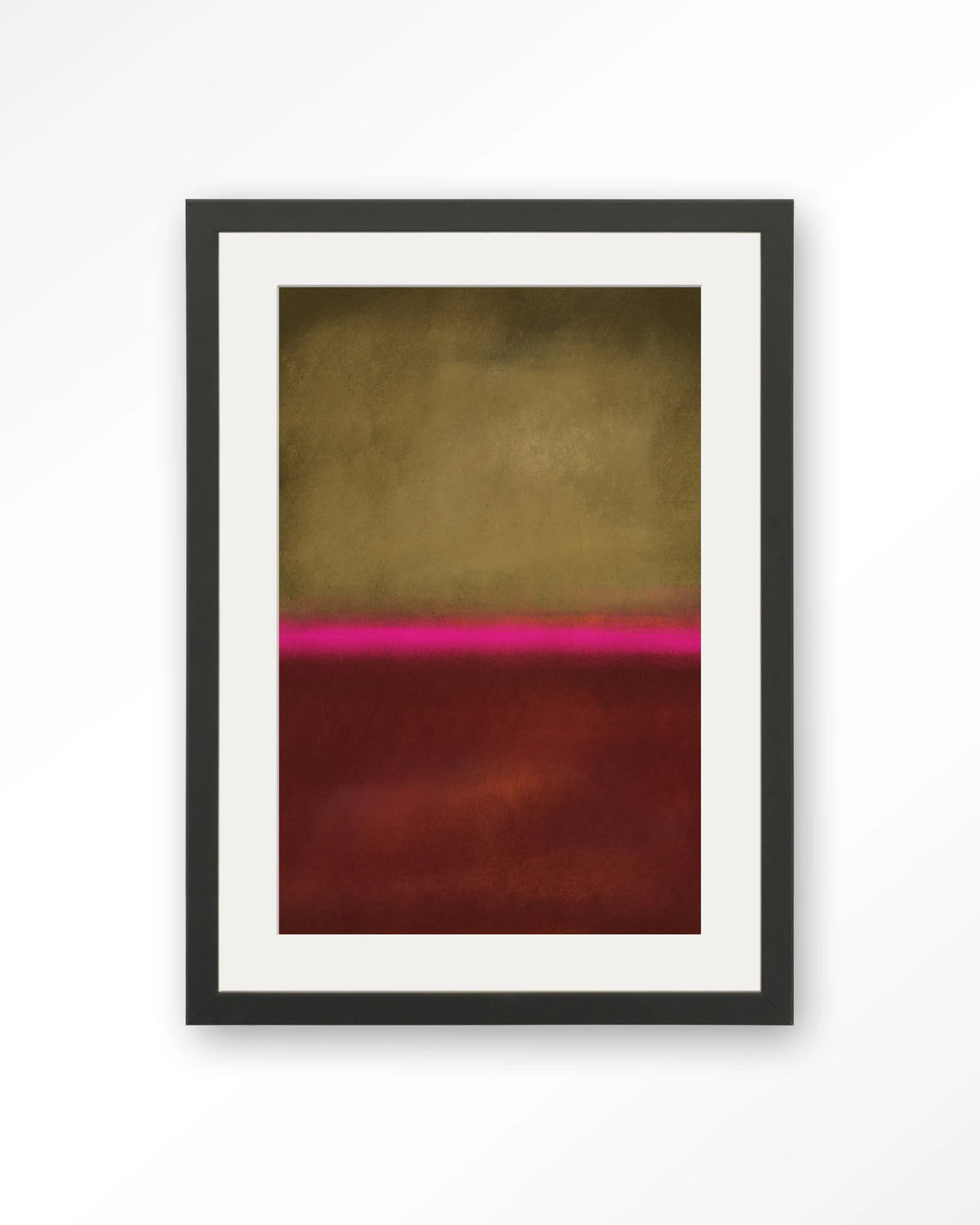 Paradox – abstract in goud, roze en rood – Art print – Hout zwart + passe-partout