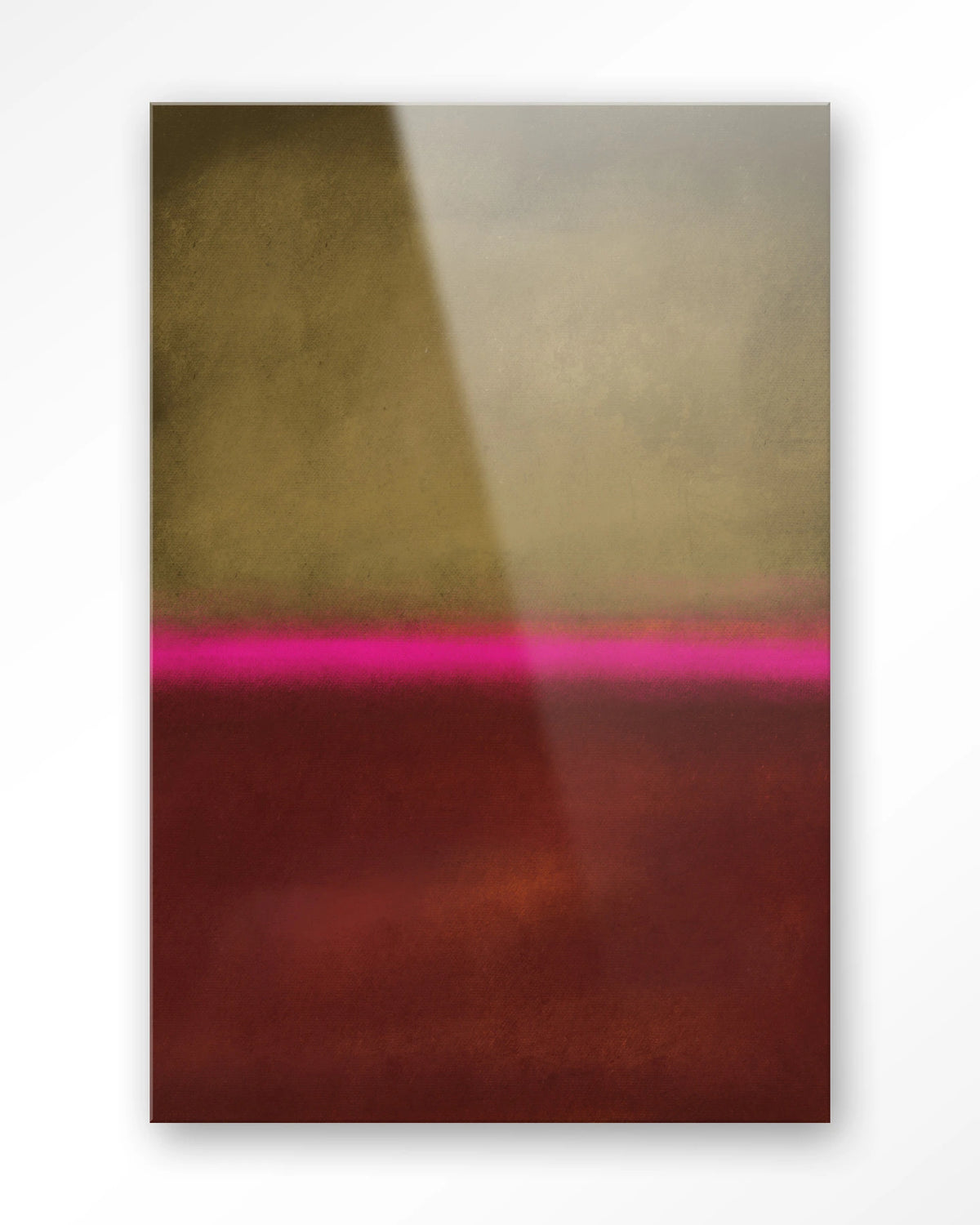 Paradox – abstract in goud, roze en rood – Glas – Blinde montage