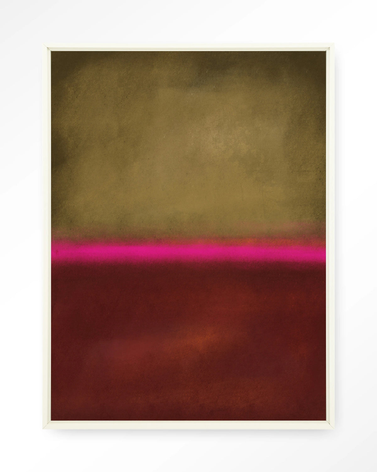 Paradox – abstract in goud, roze en rood – Wandkleed – Floating frame – wit