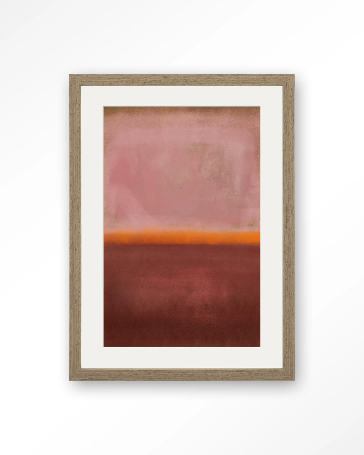 Mirage – abstract in roze en rood – Art print – Hout bruin + passe-partout