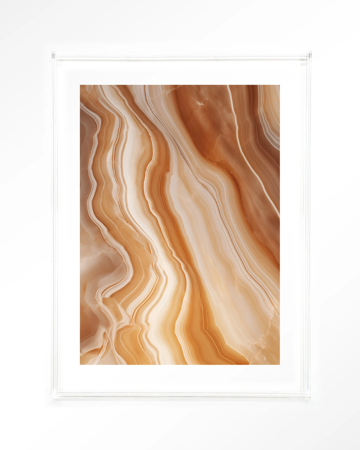 Marvelous Dark – marmer in oranje en beige – Art print – Acryl doorzichtig