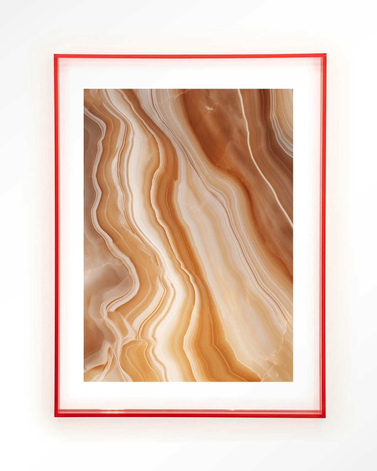 Marvelous Dark – marmer in oranje en beige – Art print – Acryl roze