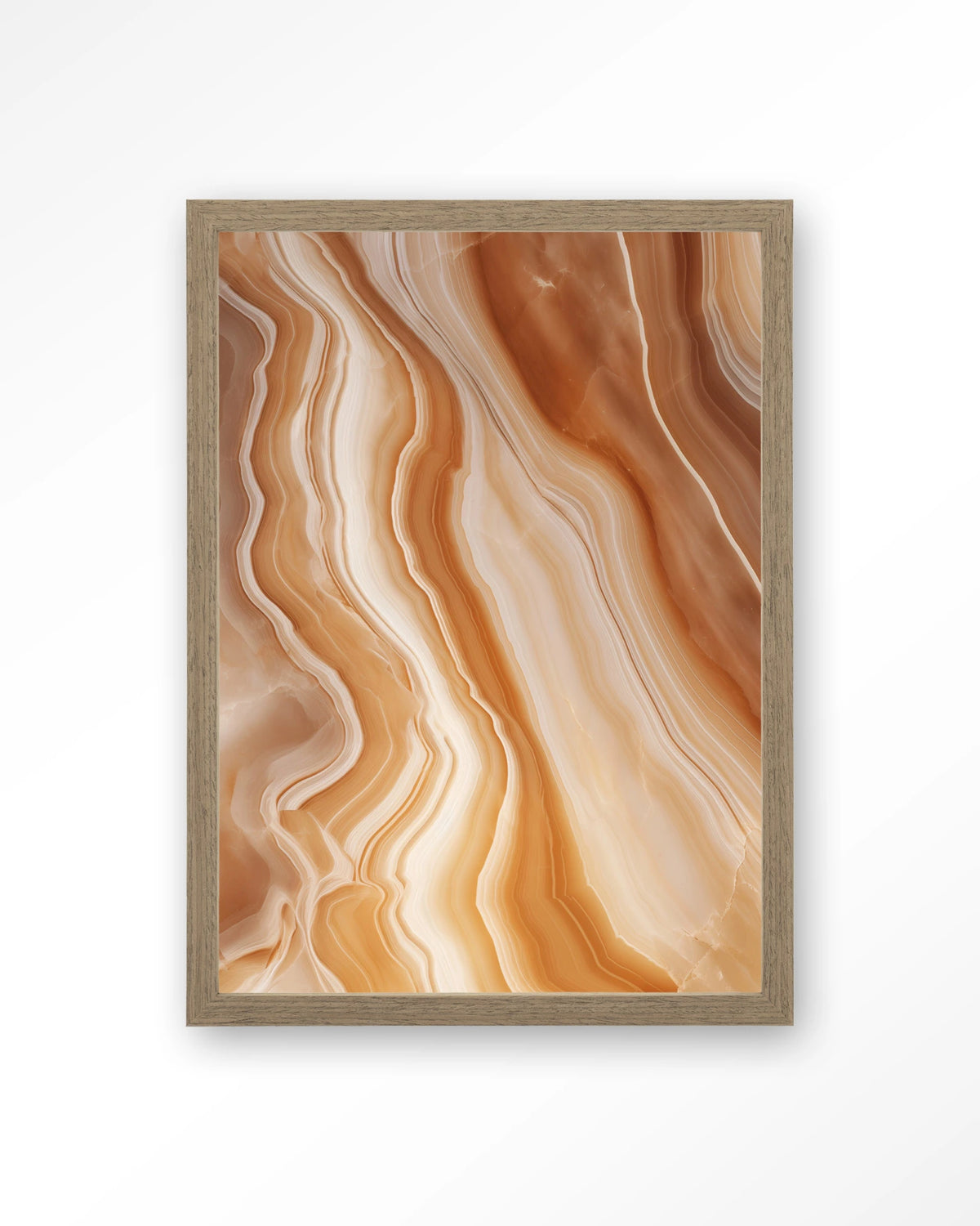 Marvelous Dark – marmer in oranje en beige – Art print – Hout bruin