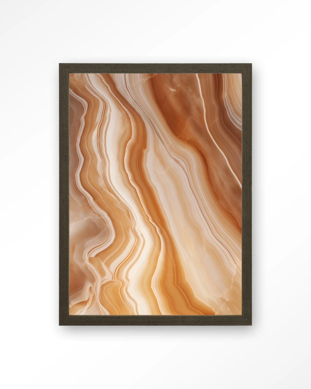 Marvelous Dark – marmer in oranje en beige – Art print – Hout donkerbruin