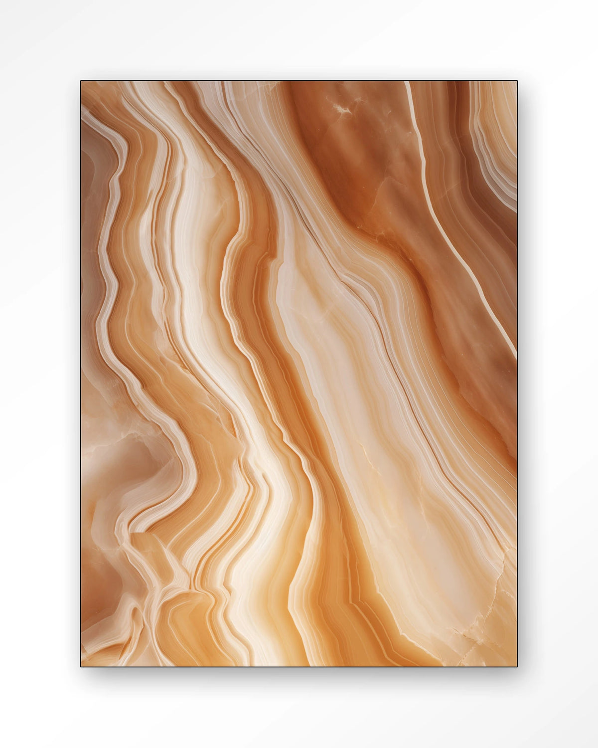 Marvelous Dark – marmer in oranje en beige – Wandkleed – Frame – zwart