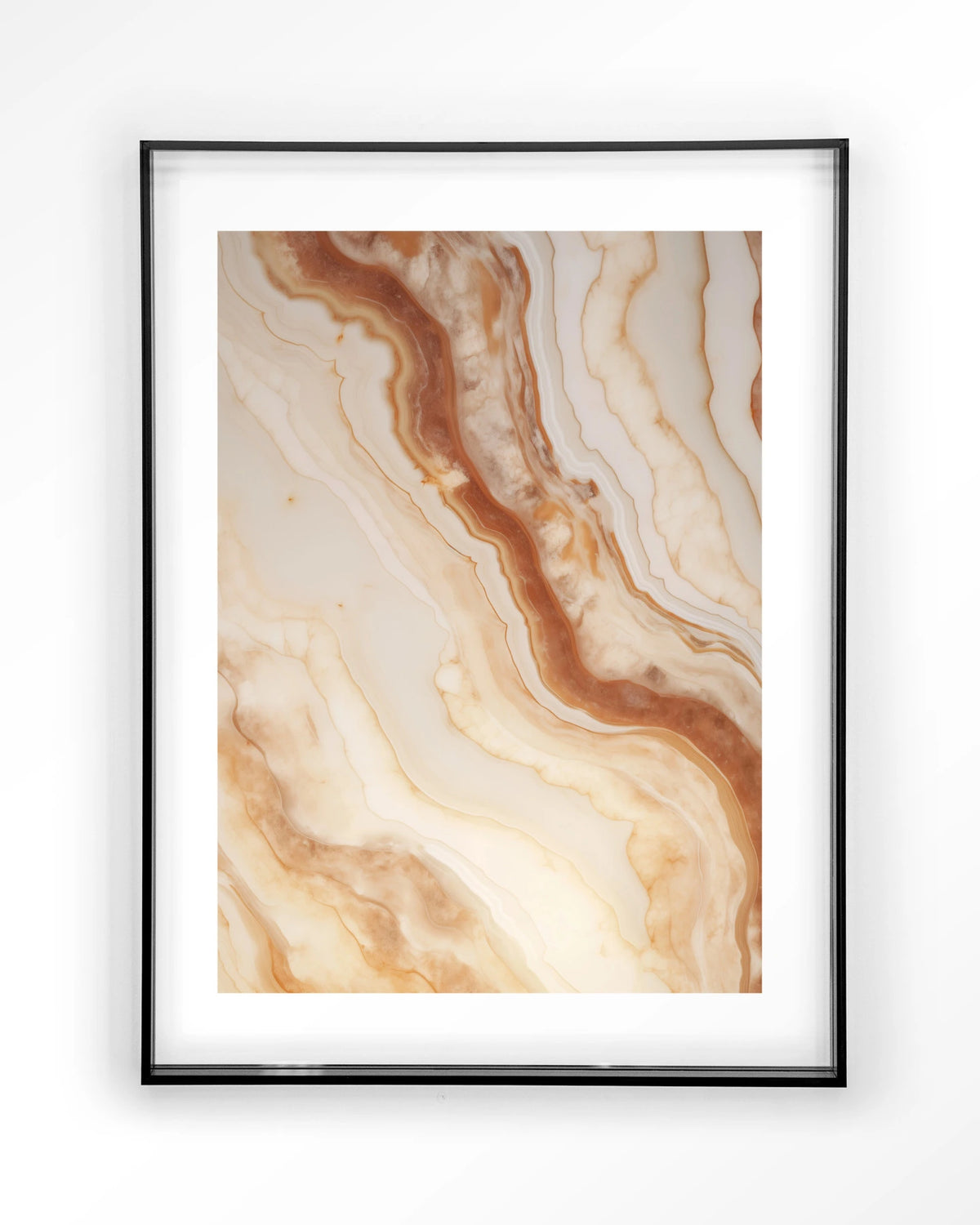 Marvelous Light – marmer in terracotta en crème – Art print – Acryl zwart