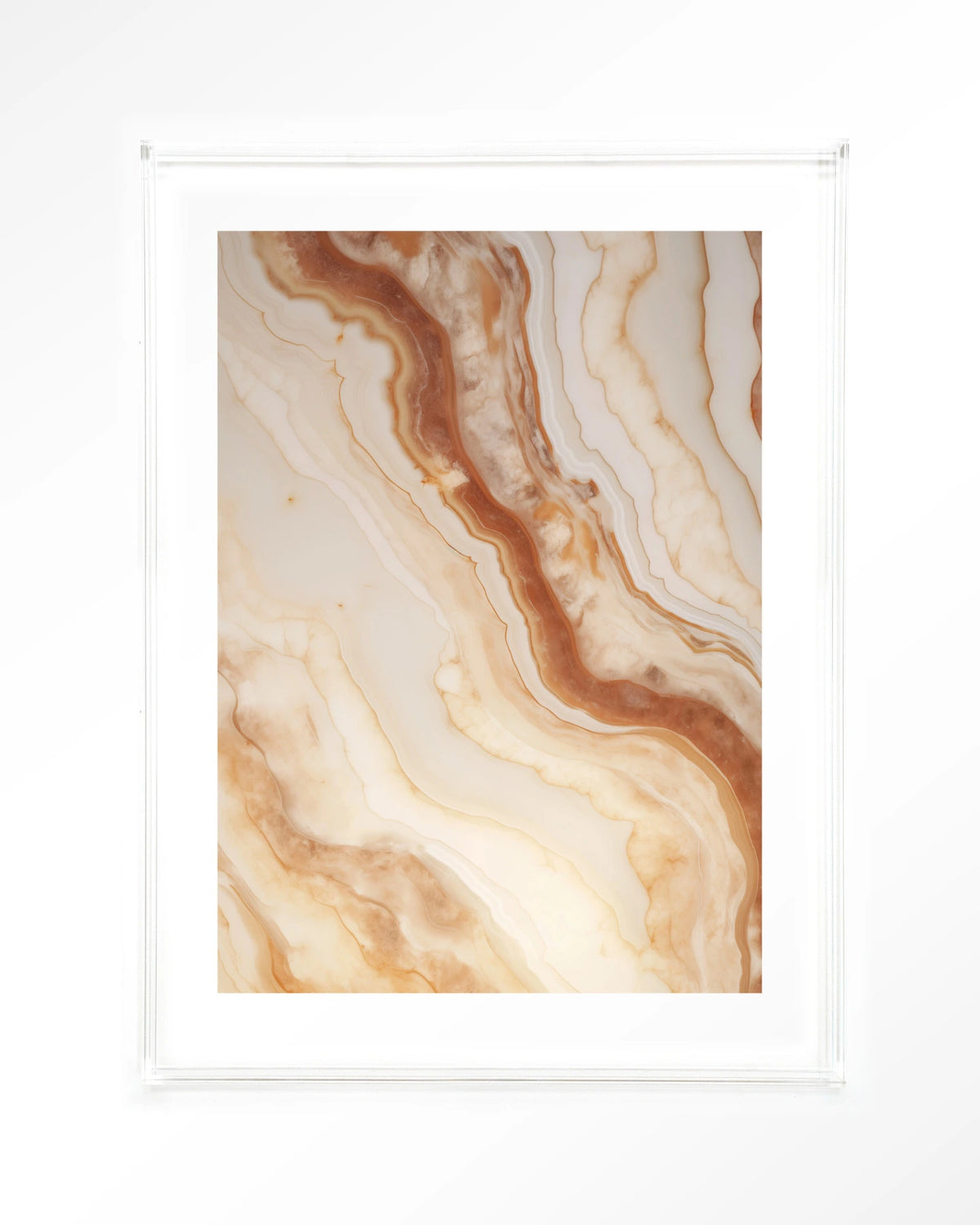 Marvelous Light – marmer in terracotta en crème – Art print – Acryl doorzichtig