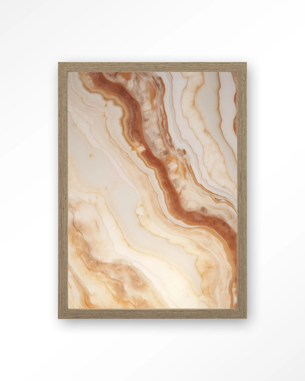 Marvelous Light – marmer in terracotta en crème – Art print – Hout bruin