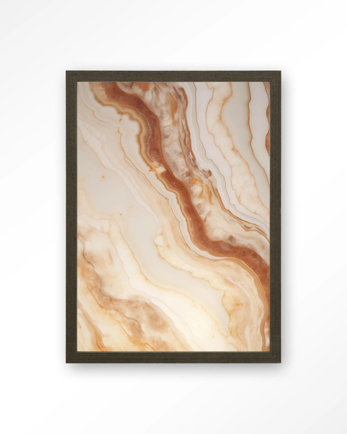 Marvelous Light – marmer in terracotta en crème – Art print – Hout donkerbruin