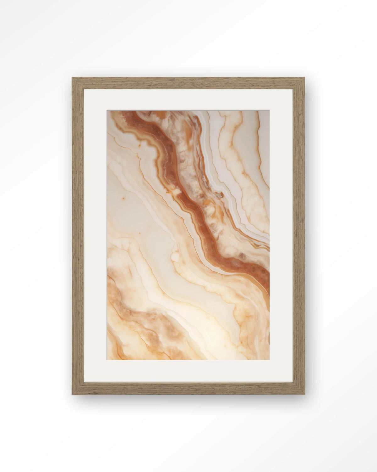 Marvelous Light – marmer in terracotta en crème – Art print – Hout bruin + passe-partout