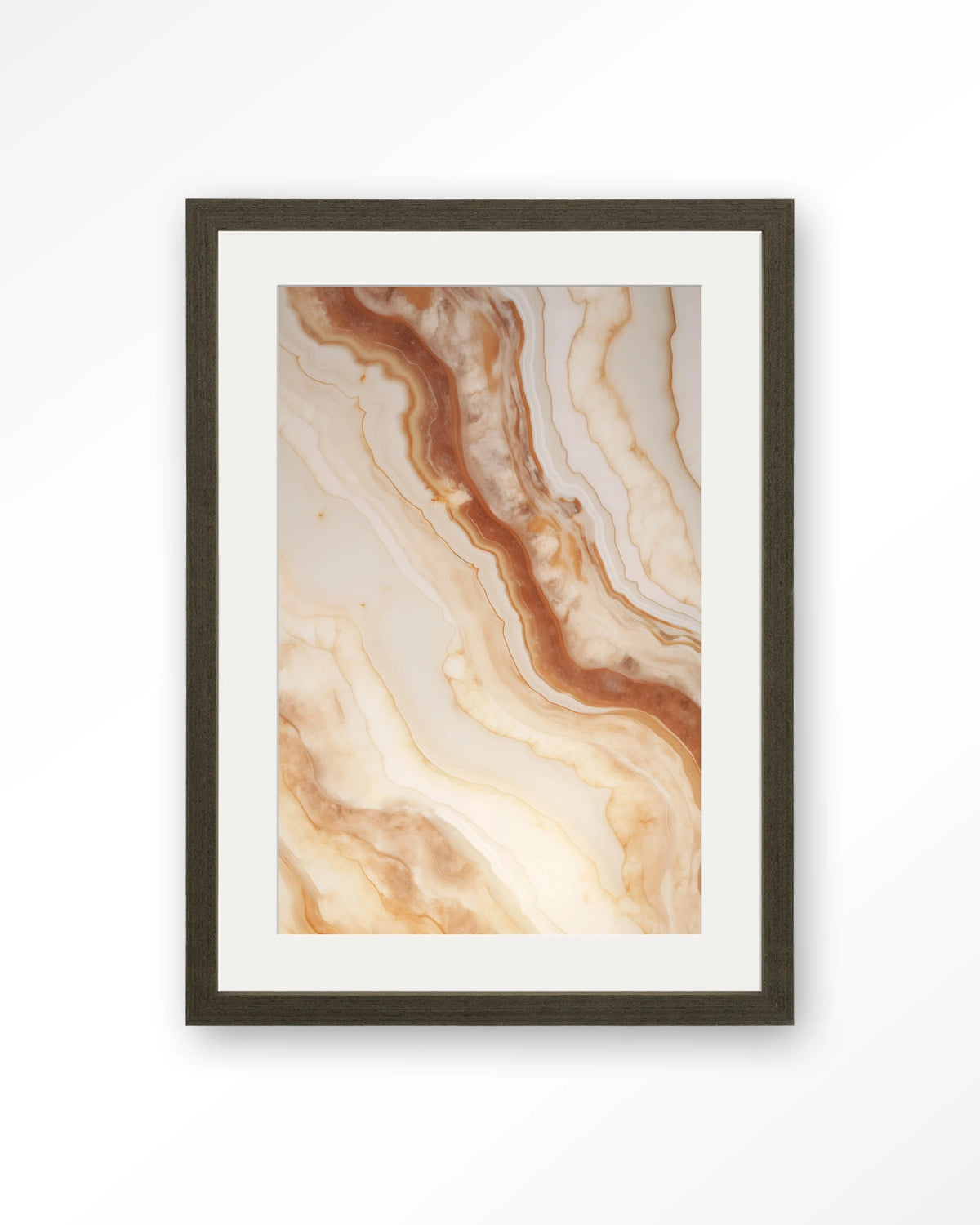 Marvelous Light – marmer in terracotta en crème – Art print – Hout donkerbruin + passe-partout