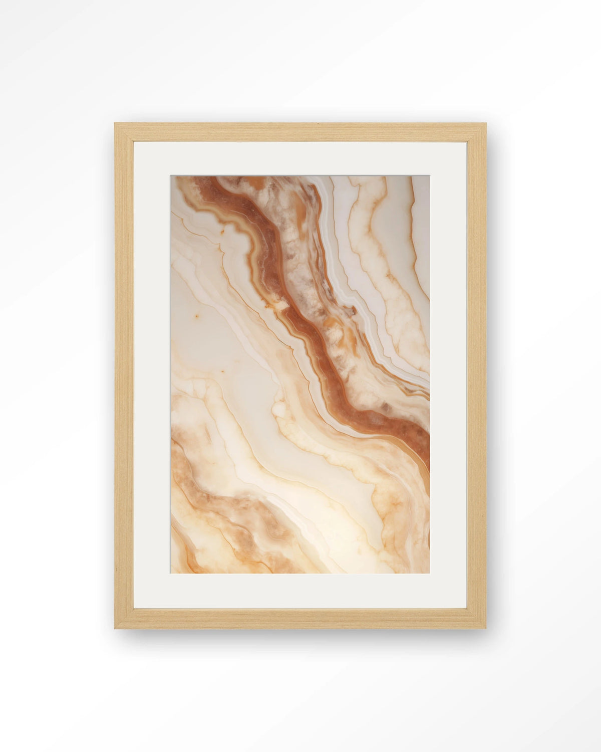 Marvelous Light – marmer in terracotta en crème – Art print – Hout naturel + passe-partout