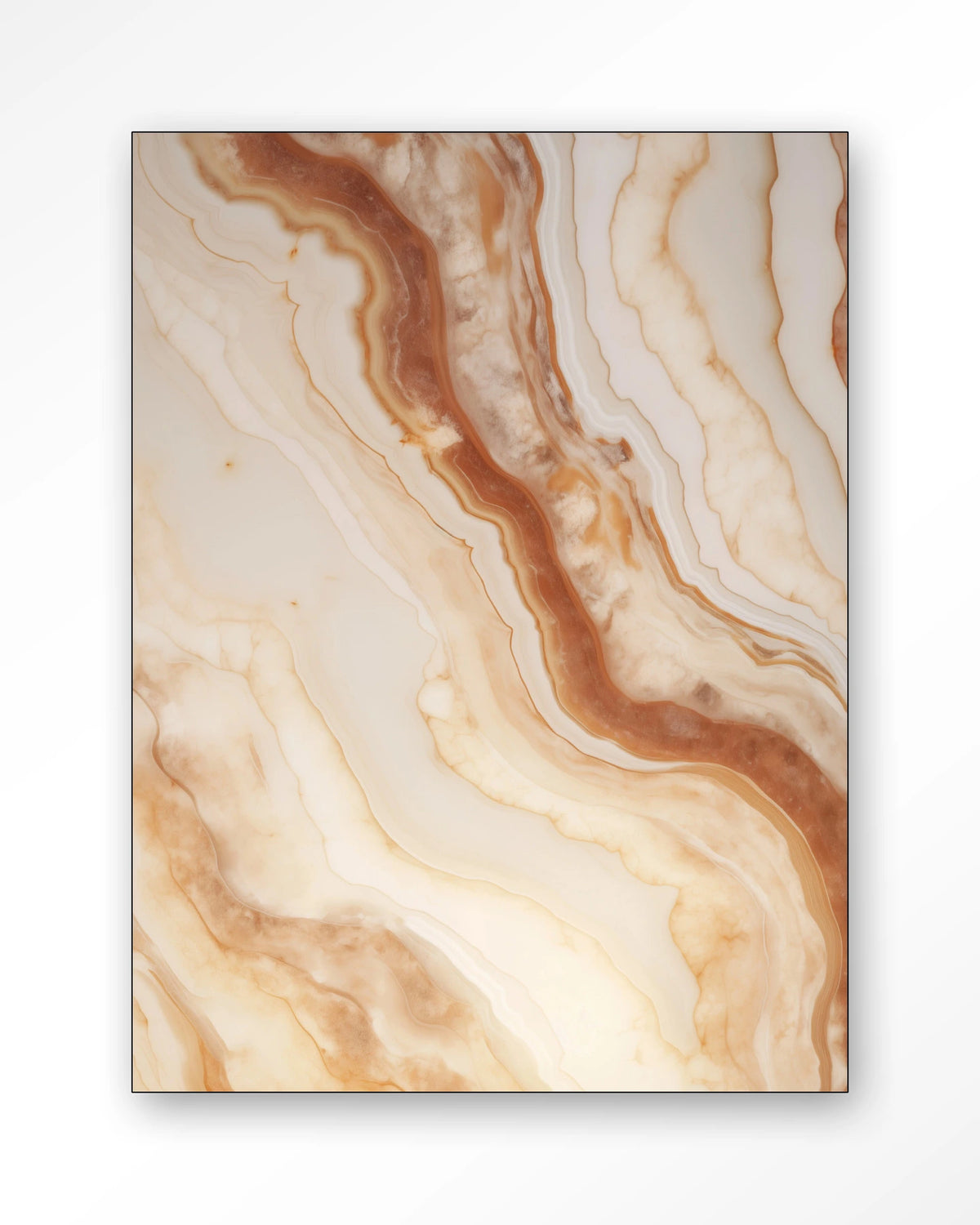 Marvelous Light – marmer in terracotta en crème – Wandkleed – Frame – zwart