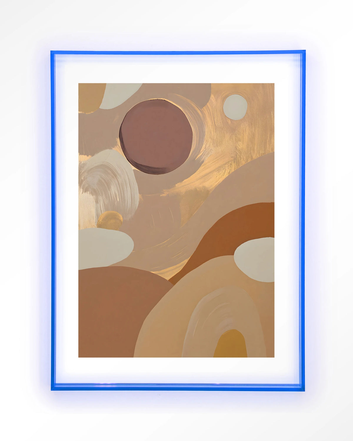Dreamy Sunset – abstract in aardetinten – Art print – Acryl lichtblauw