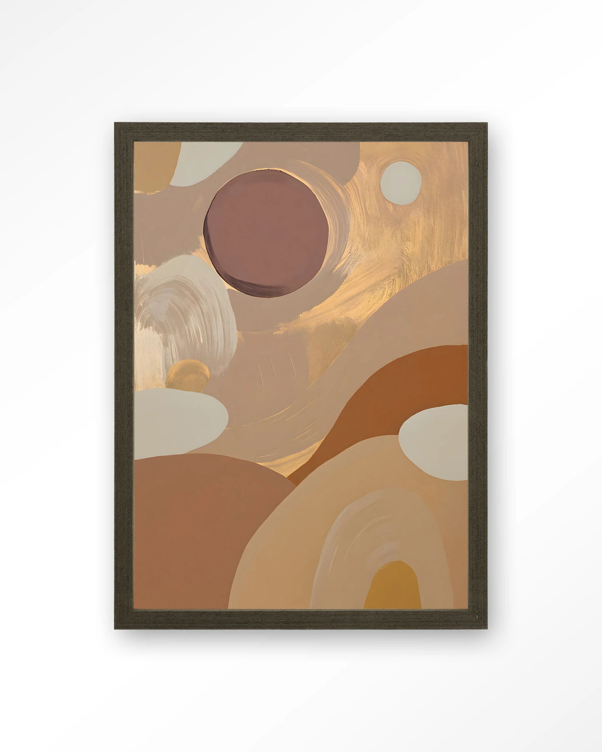 Dreamy Sunset – abstract in aardetinten – Art print – Hout donkerbruin