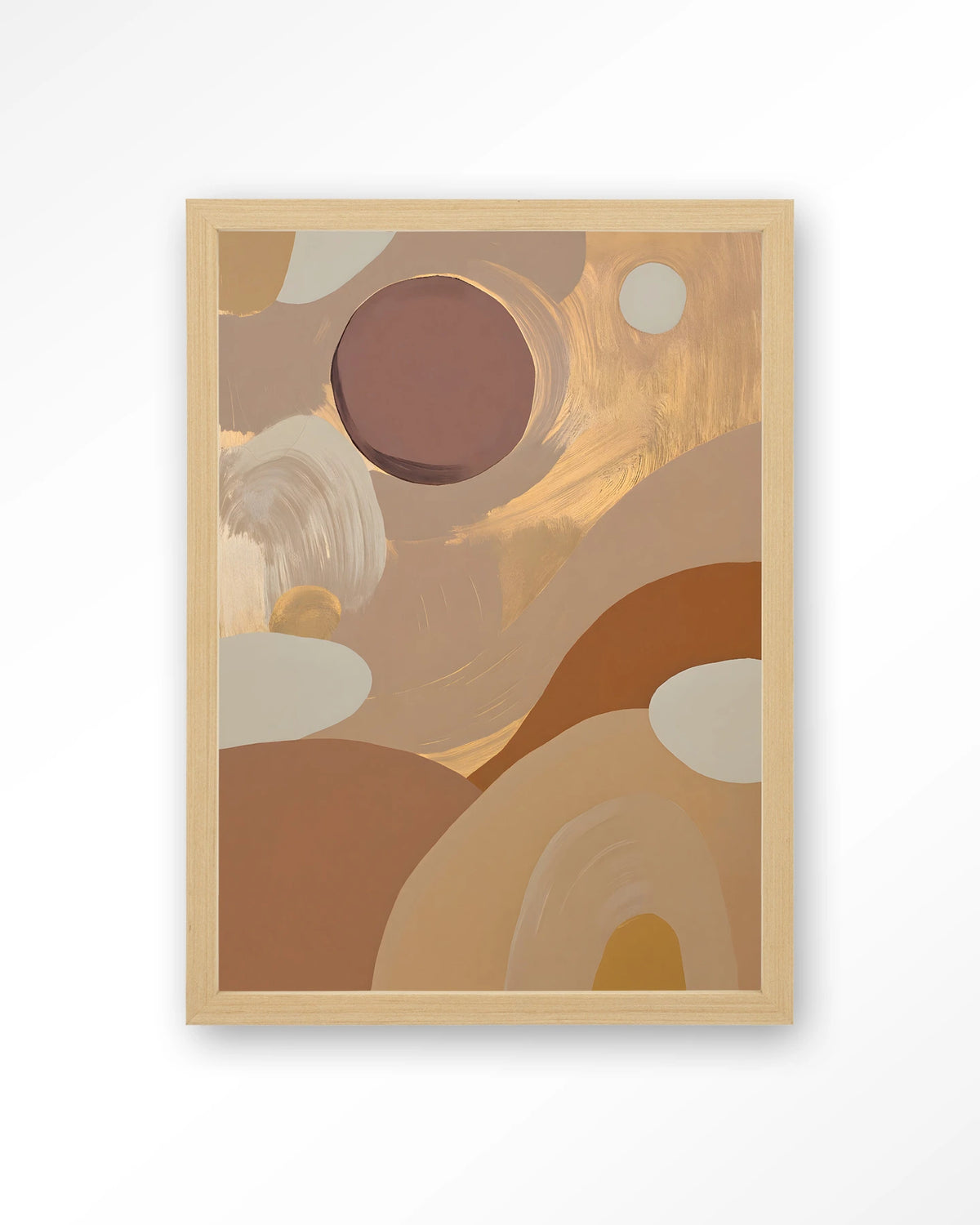 Dreamy Sunset – abstract in aardetinten – Art print – Hout naturel