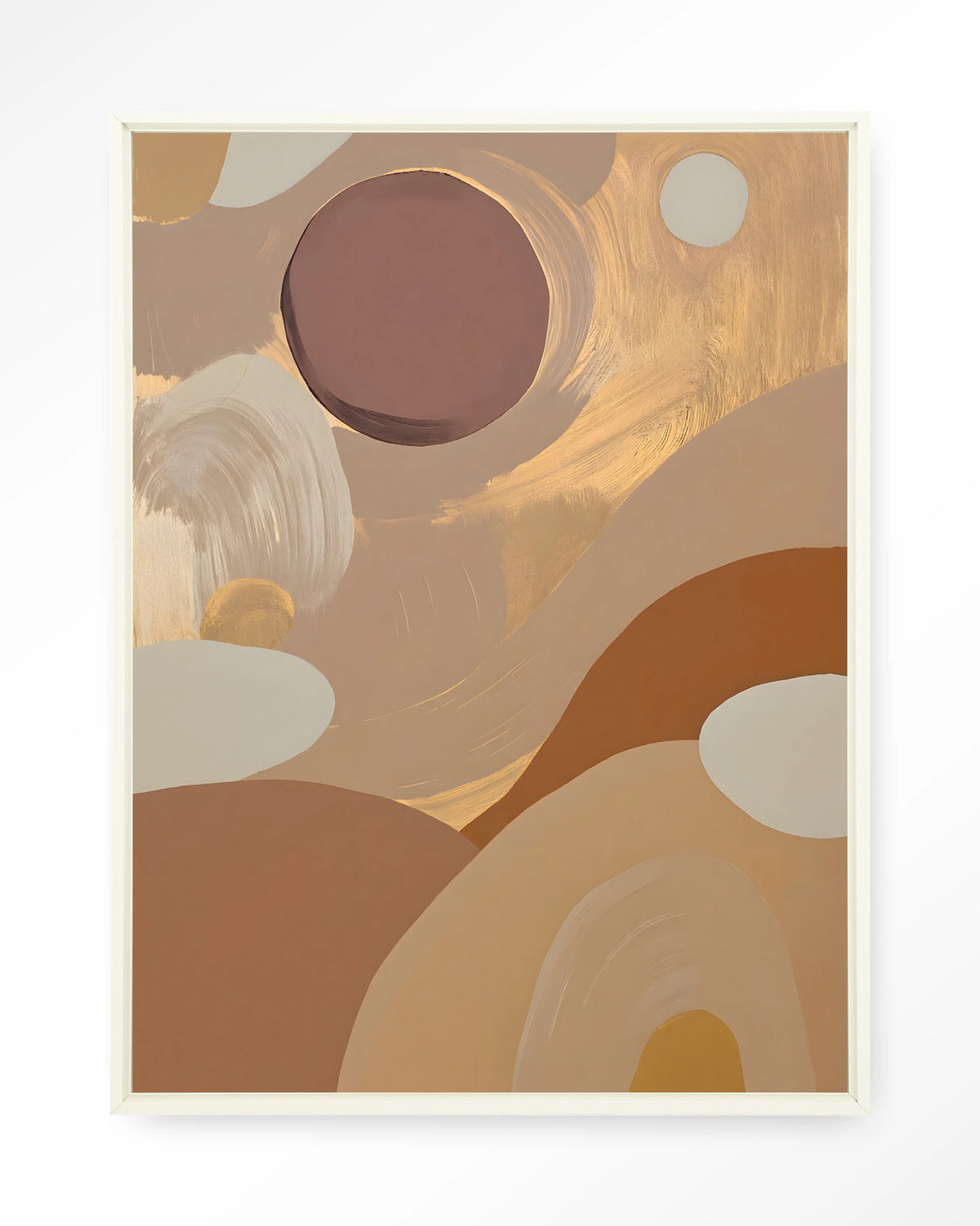 Dreamy Sunset – abstract in aardetinten – Wandkleed – Floating frame – wit