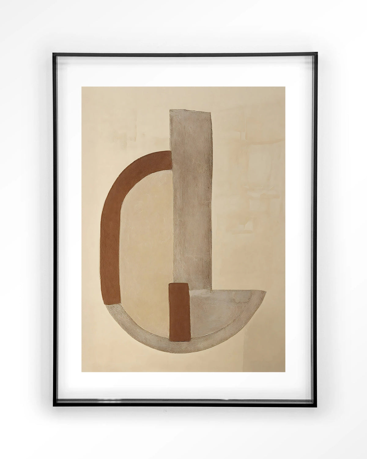 Balance Arc – abstracte boog in beige en bruin – Art print – Acryl zwart