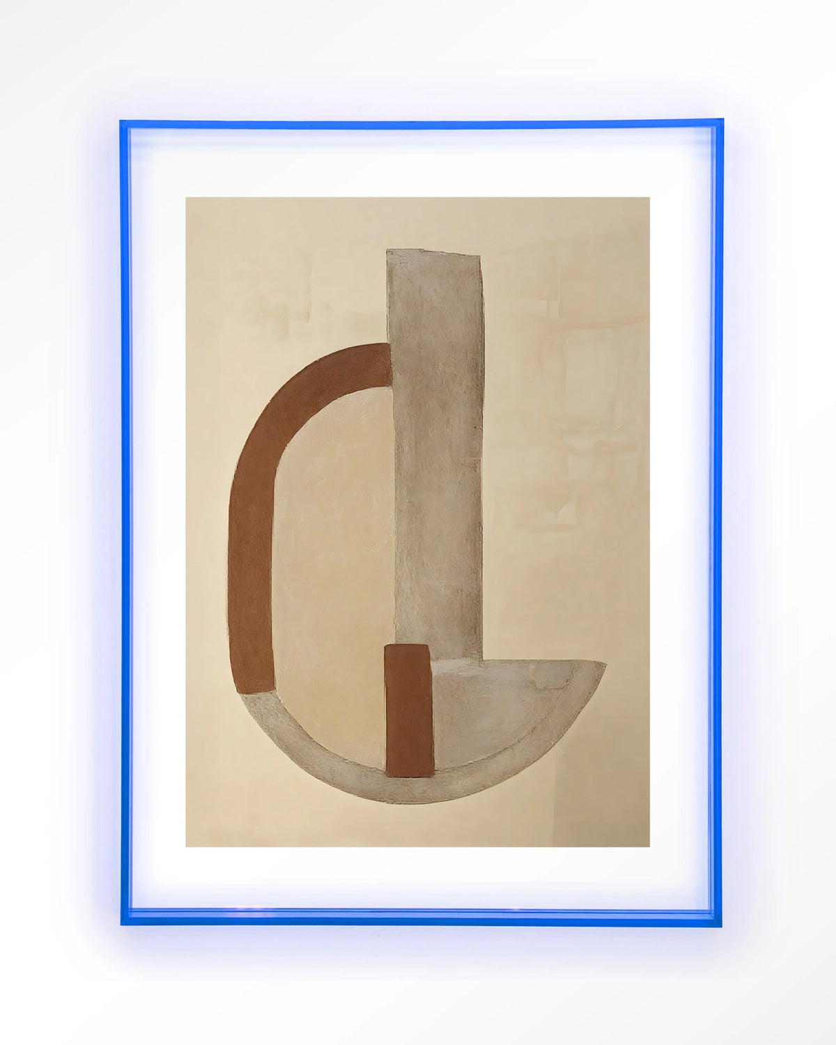 Balance Arc – abstracte boog in beige en bruin – Art print – Acryl lichtblauw