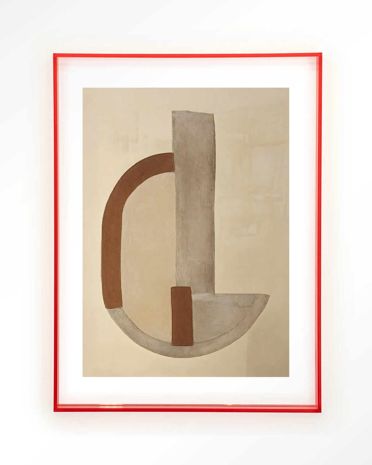 Balance Arc – abstracte boog in beige en bruin – Art print – Acryl roze