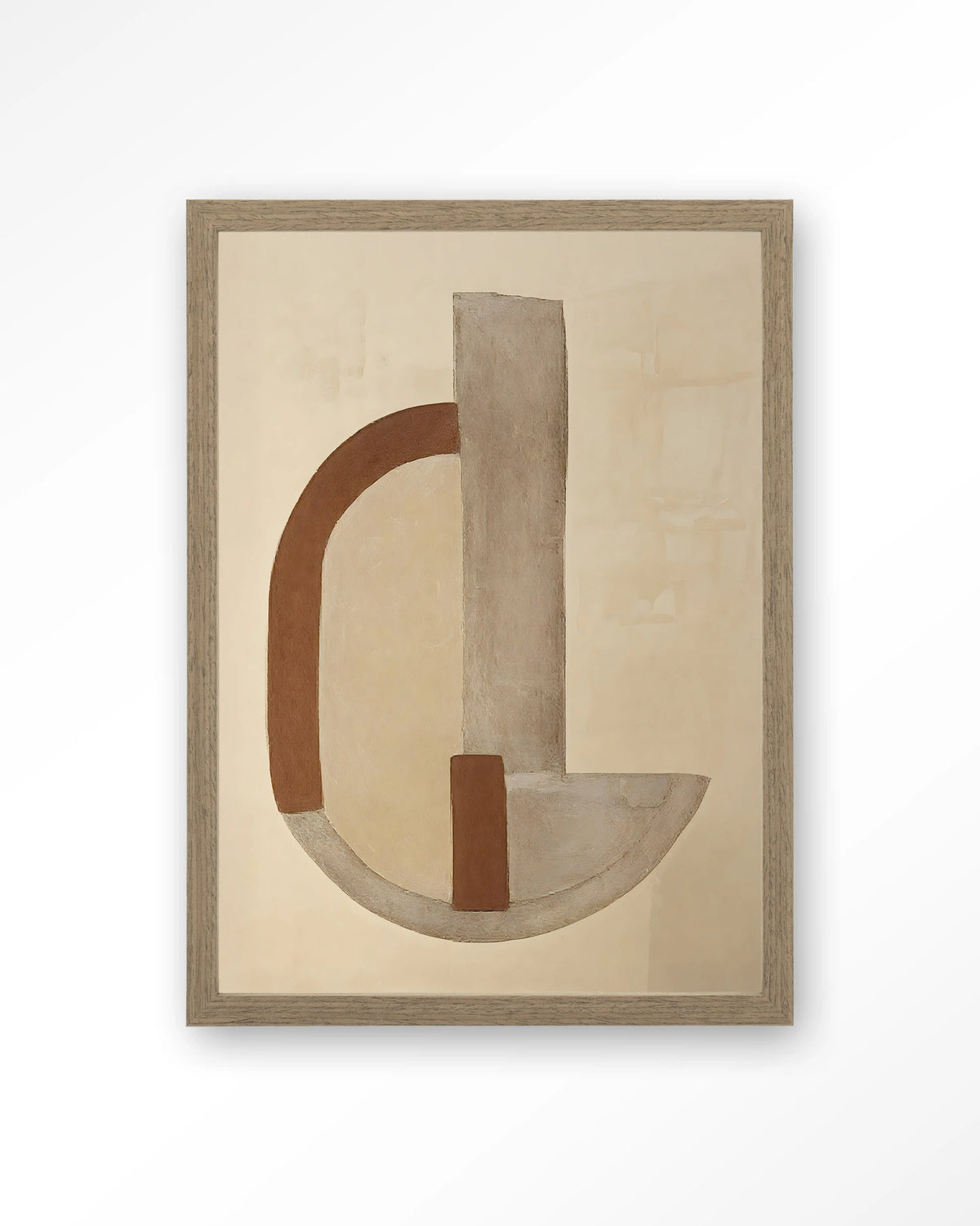 Balance Arc – abstracte boog in beige en bruin – Art print – Hout bruin