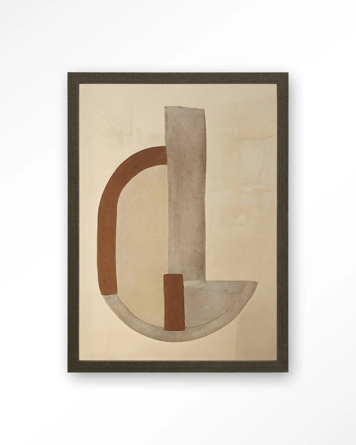 Balance Arc – abstracte boog in beige en bruin – Art print – Hout donkerbruin