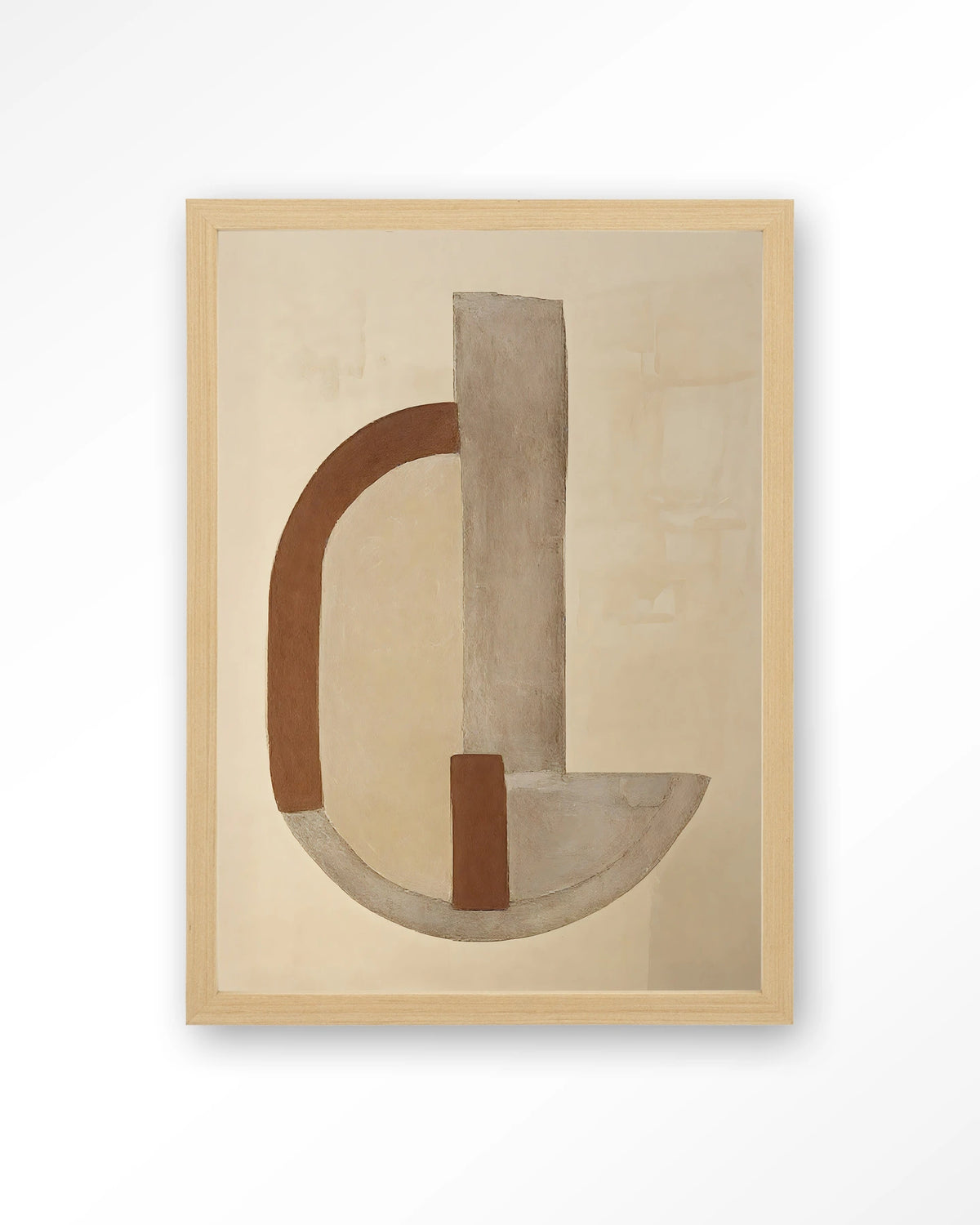 Balance Arc – abstracte boog in beige en bruin – Art print – Hout naturel