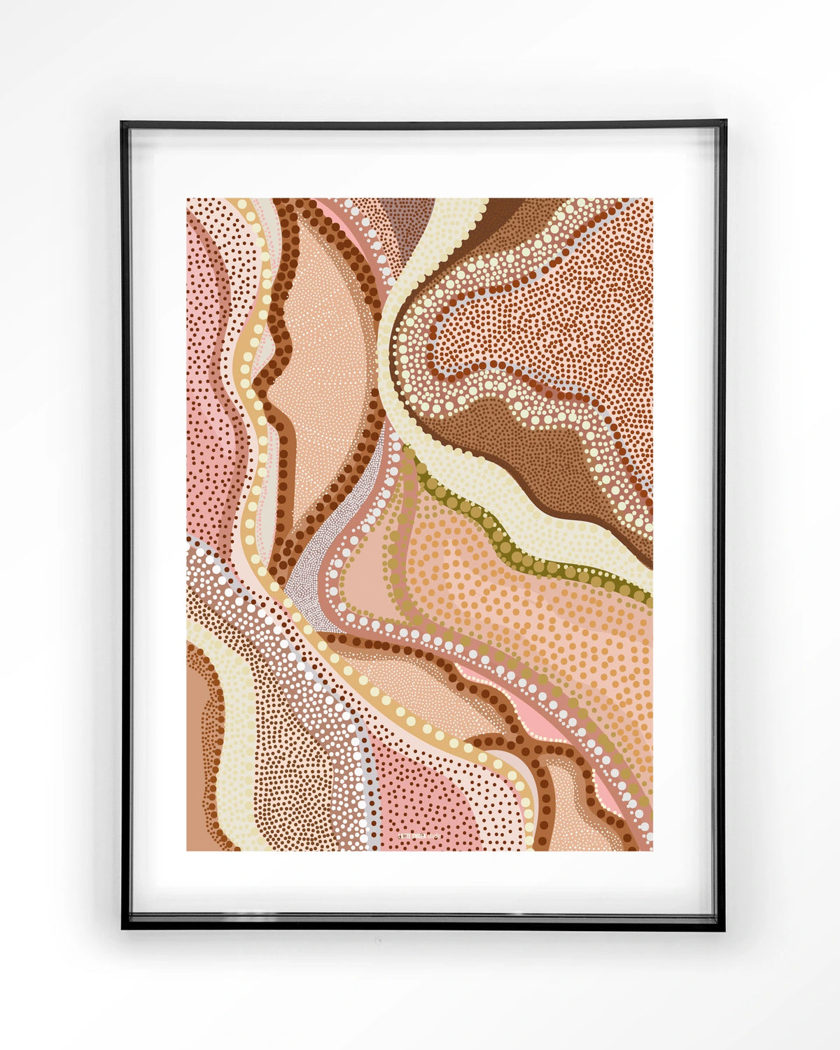 Vague – abstract met stippen in roze – Art print – Acryl zwart