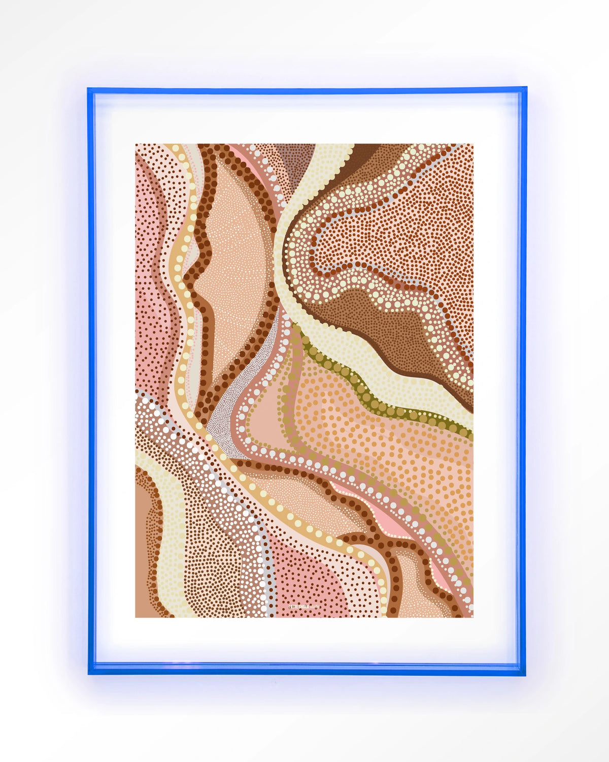 Vague – abstract met stippen in roze – Art print – Acryl lichtblauw