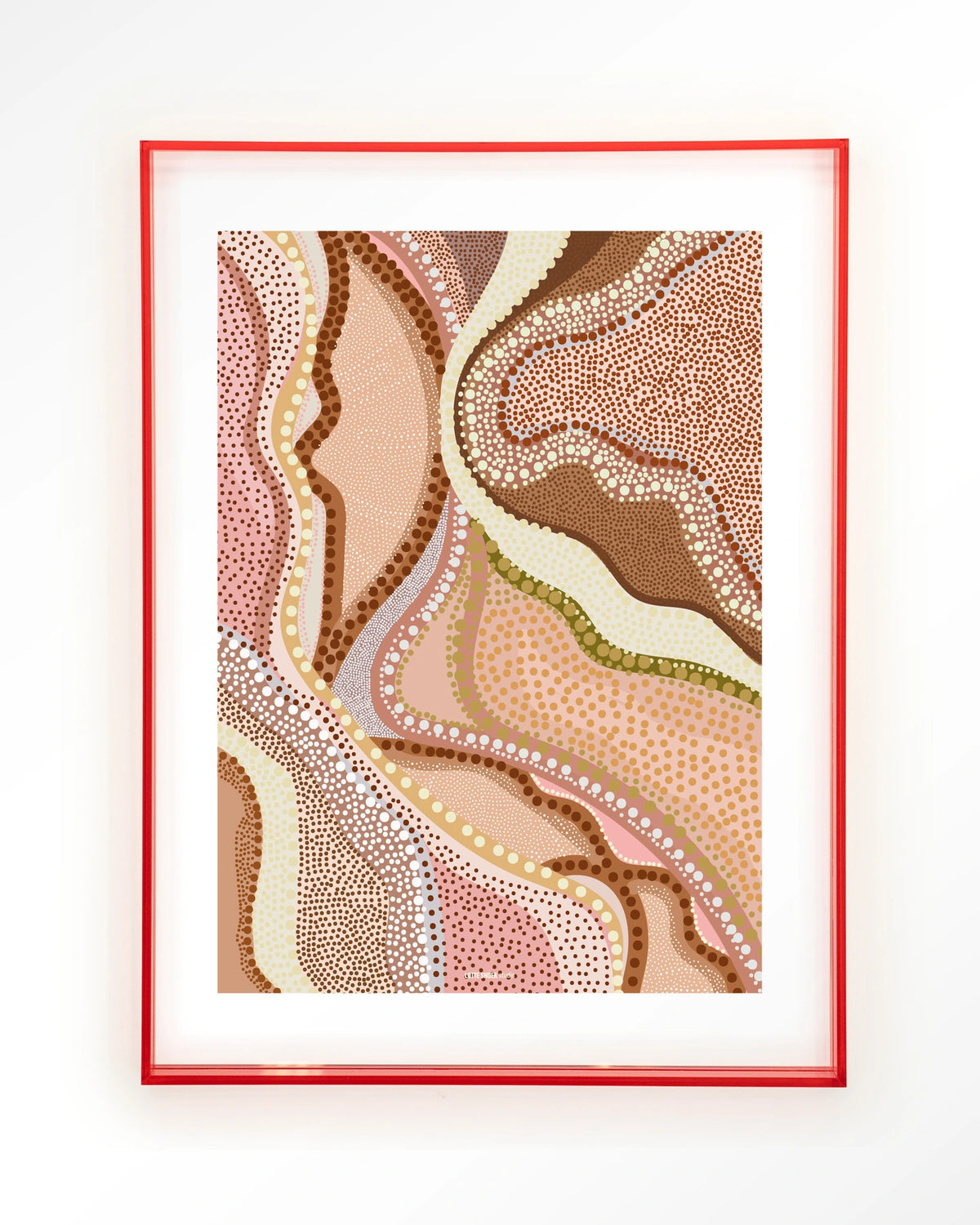 Vague – abstract met stippen in roze – Art print – Acryl roze